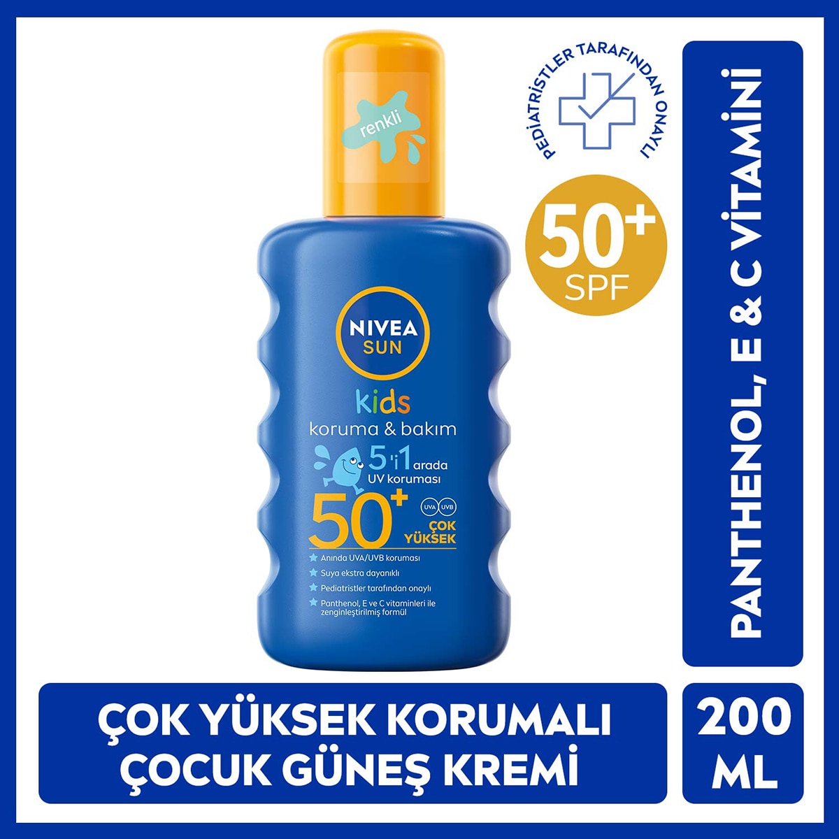 NIVEA SUN NIVEA SUN Nivea Sun SPF50+ Koruma & Bakım Çocuk Vücut Güneş Kremi Sprey 200 ml 1 of 8