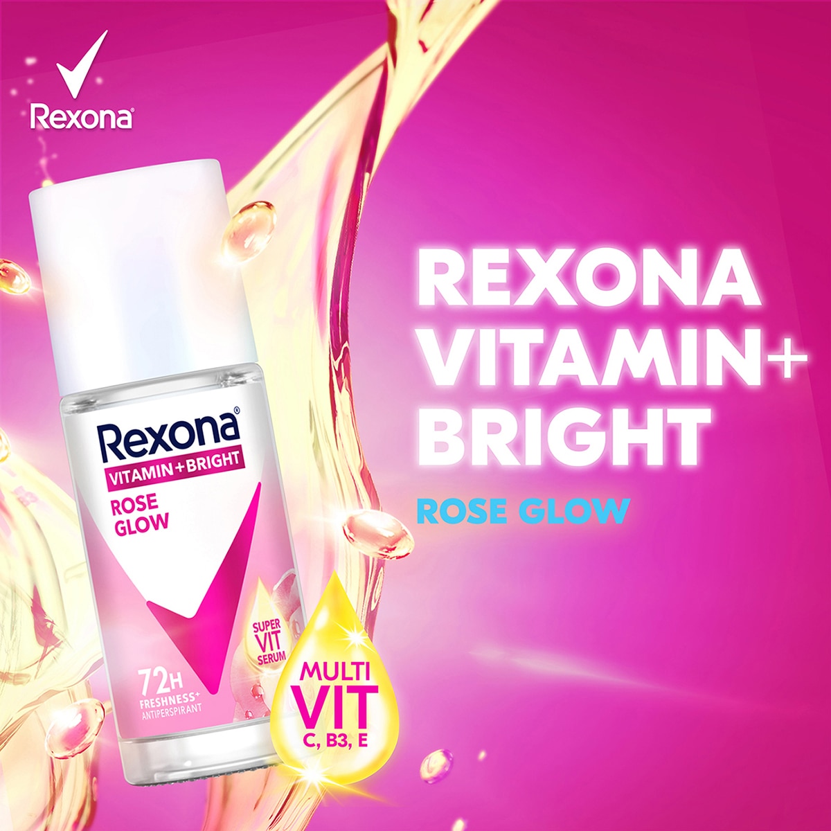  REXONA REXONA Rexona Vitamin + Bright Kadın Roll On Deodorant Rose Glow 45 ml  1 of 9 