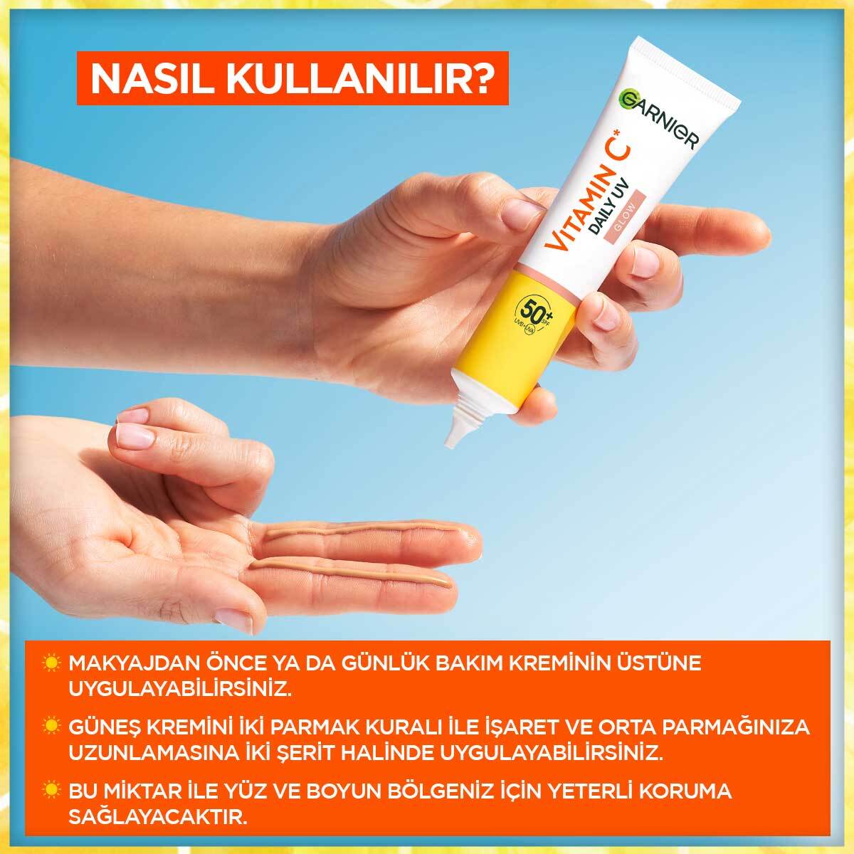 GARNIER GARNIER Garnier C Vitamini Parlak Günlük Yüz Güneş Kremi Işıltılı Doku SPF50+ 40 ml 1 of 7