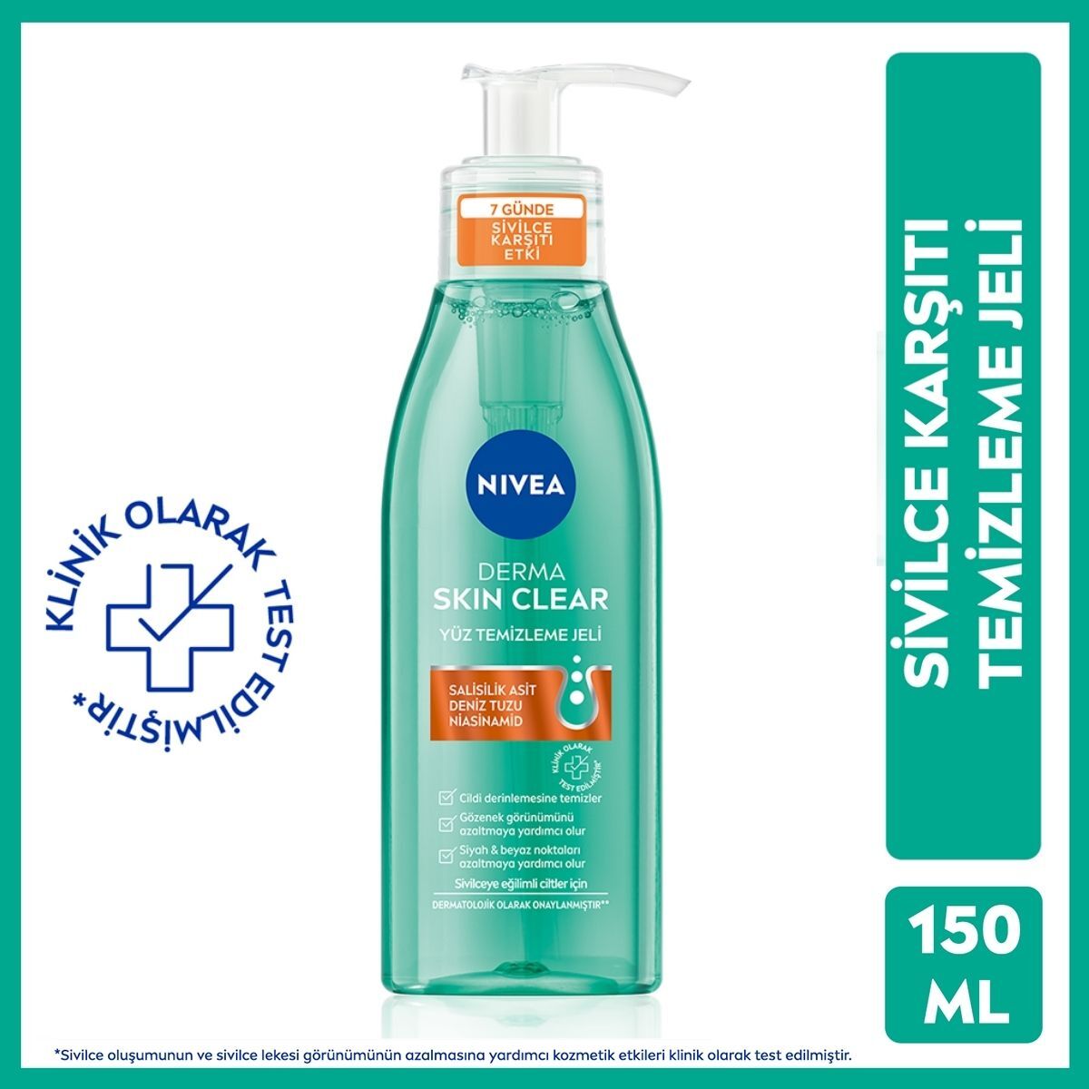 NIVEA VISAGE NIVEA VISAGE Nivea Derma Skin Clear Sivilce Karşıtı Yüz Temizleme Jeli 150 ml 1 of 8