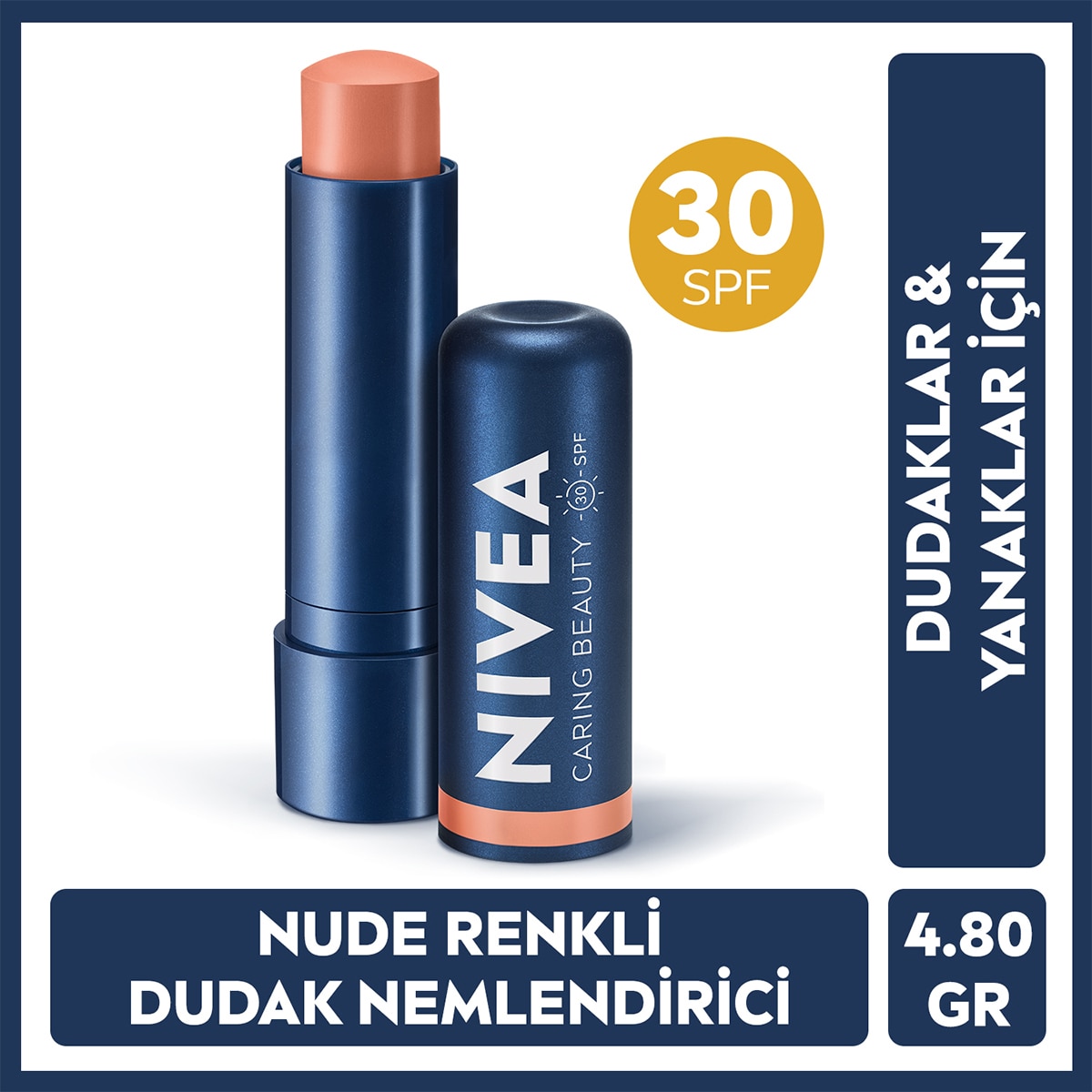 NIVEA LIP CARE NIVEA LIP CARE Nivea Renkli Dudak Bakım Kremi Nude 4,8 g SPF30 E Vitamini Dudak ve Yanaklar İçin  1 of 6