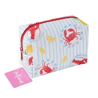  MIINE MIINE MIINE MAKYAJ ÇANTASI BÜYÜK YENGEÇ ÇİZGİLİ  1 of 2 