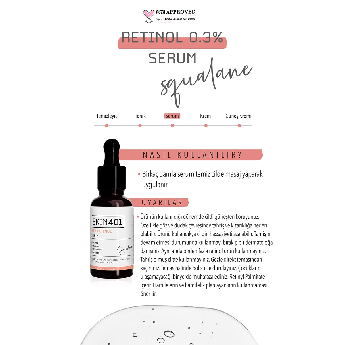  SKIN401 SKIN401 Skin401 %0.3 Retinol Serum 30 ml  1 of 3 