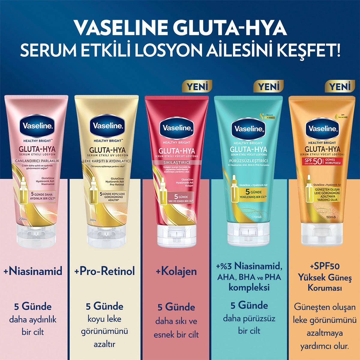  VASELINE VASELINE Vaseline Gluta-Hya Serum Etkili Vücut Losyonu Pürüzsüzleştirici 170 ml  1 of 7 