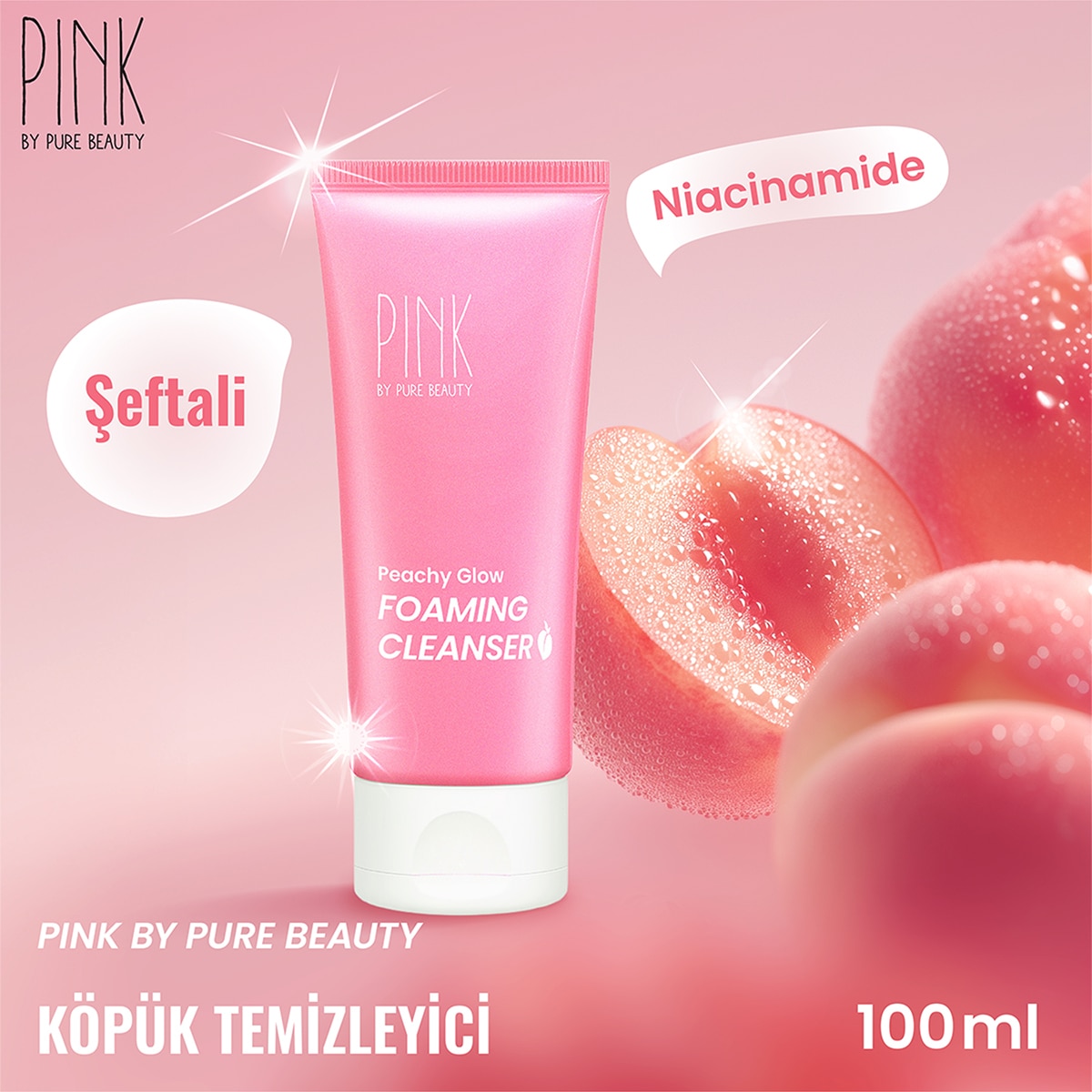  PURE BEAUTY PURE BEAUTY Pink By Pure Beauty Glow On Köpük Temizleyici 100 ml  1 of 6 