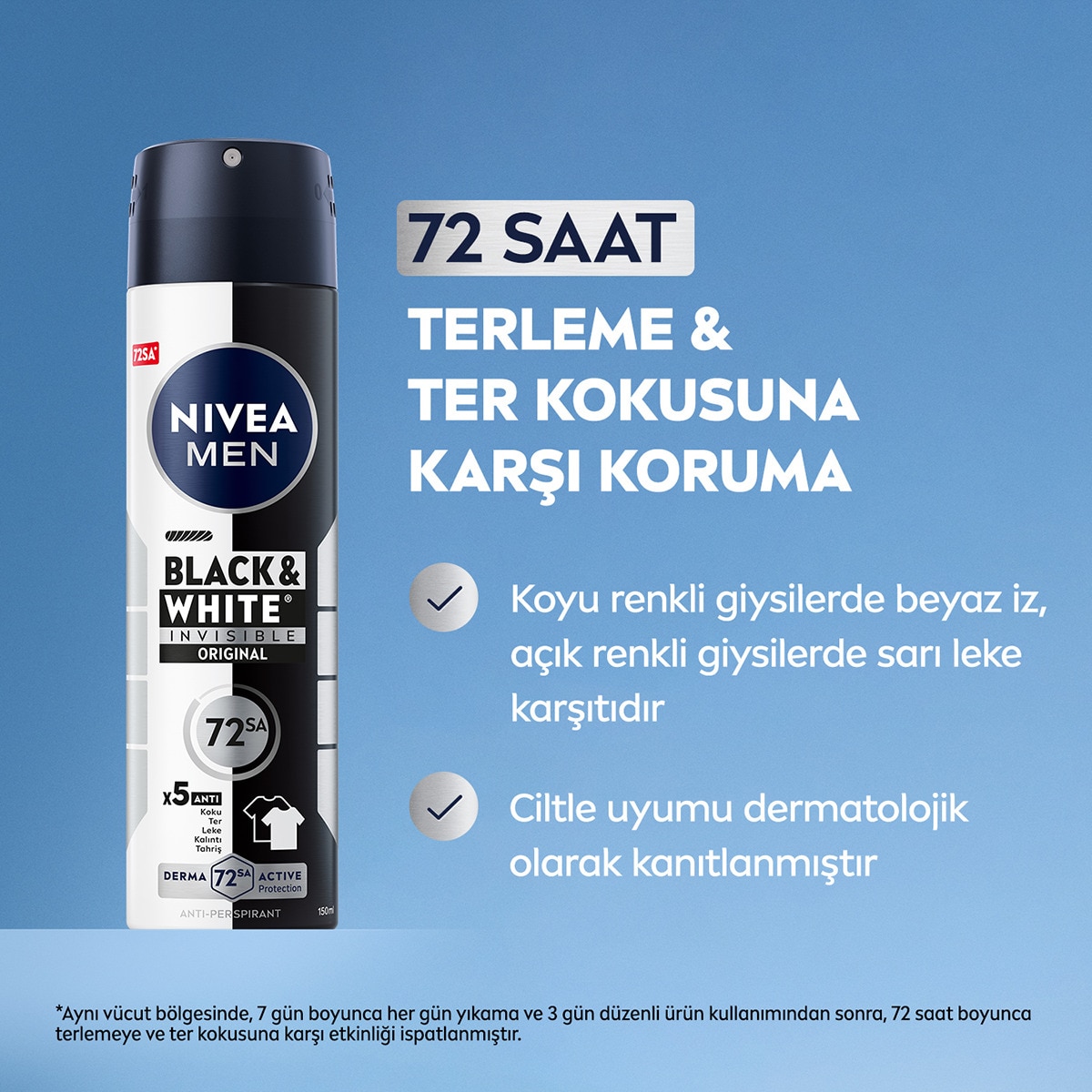  NIVEA DEO NIVEA DEO Nivea Men Erkek Sprey Deodorant Black&White Invisible Original 150 ml  1 of 7 