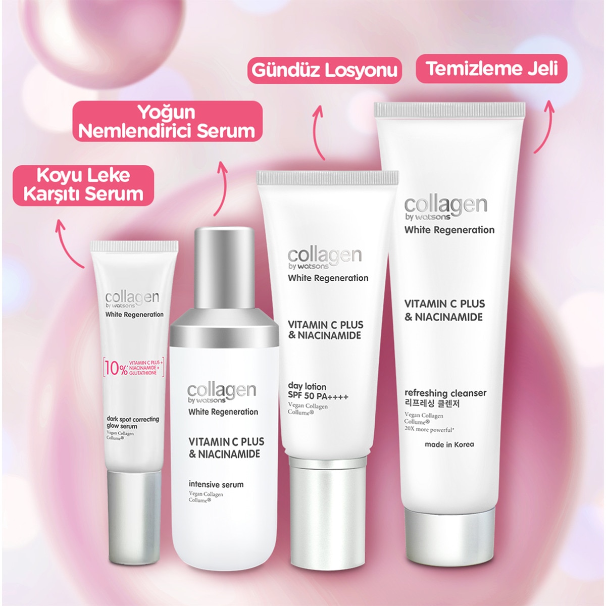  COLLAGEN BY WATSONS COLLAGEN BY WATSONS Collagen By Watsons White Regeneration Aydınlatıcı Yüz Güneş Koruyucu Losyon SPF50 PA++++ 50 ml  1 of 3 