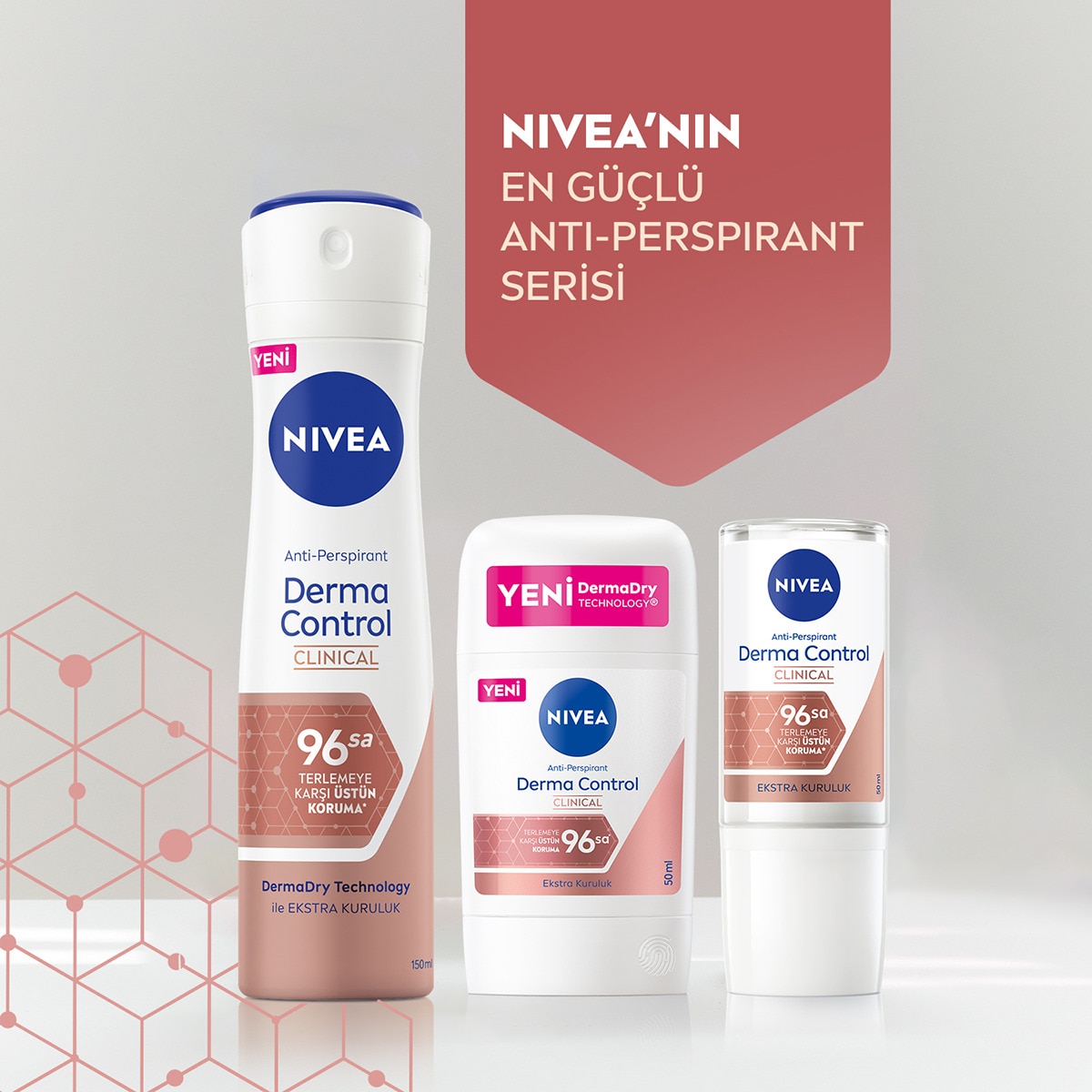  NIVEA DEO NIVEA DEO Nivea Kadın Roll On Deodorant Derma Control Clinical 50 ml C Vitamini ile Koltuk Altı Kararma Karşıtı  1 of 6 