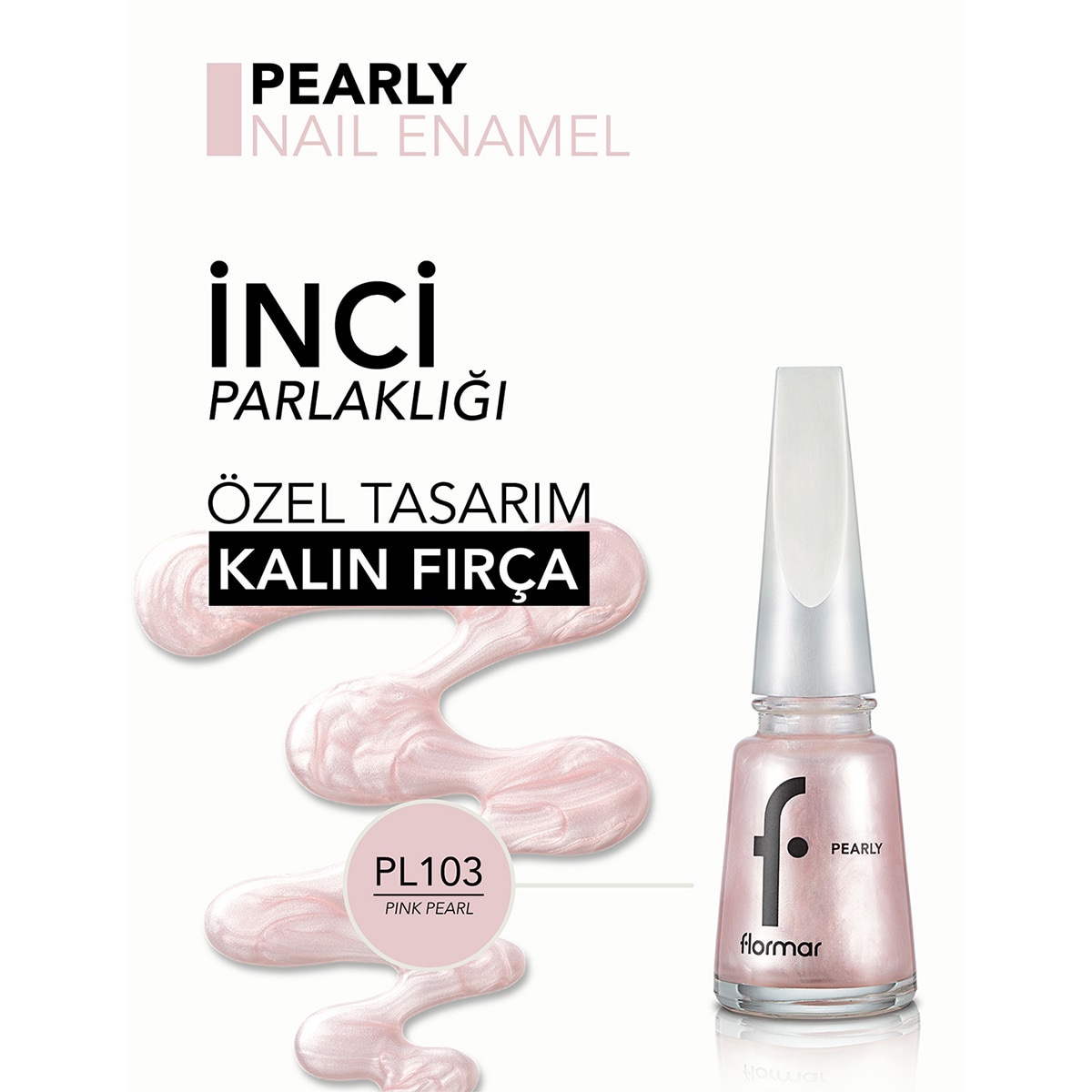 FLORMAR FLORMAR Flormar Pearly Yarı Transparan & Parlak Bitişli Sedefli Oje No: 103 Pink Pearl 1 of 5