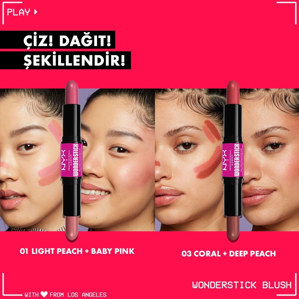  NYX NYX Nyx Professional Makeup Wonder Stick Çift Taraflı Krem Allık Stick Deep Magenta and Ginger  1 of 5 