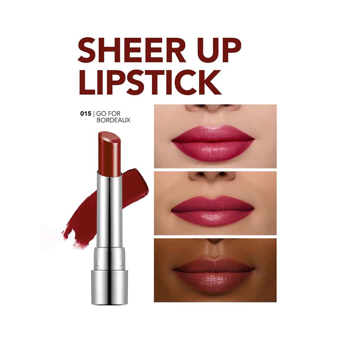 FLORMAR FLORMAR Flormar Sheer Up Ruj No: 015 Go For Bordeaux 1 of 9
