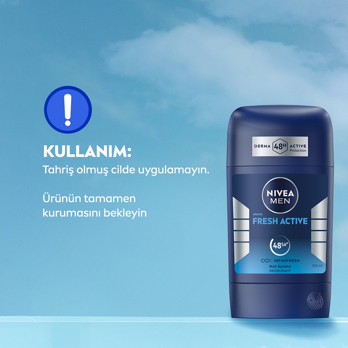 NIVEA DEO NIVEA DEO Nivea Men Erkek Stick Deodorant Fresh Active 50 ml Ter Kokusuna Karşı 48 Saat Koruma 1 of 6