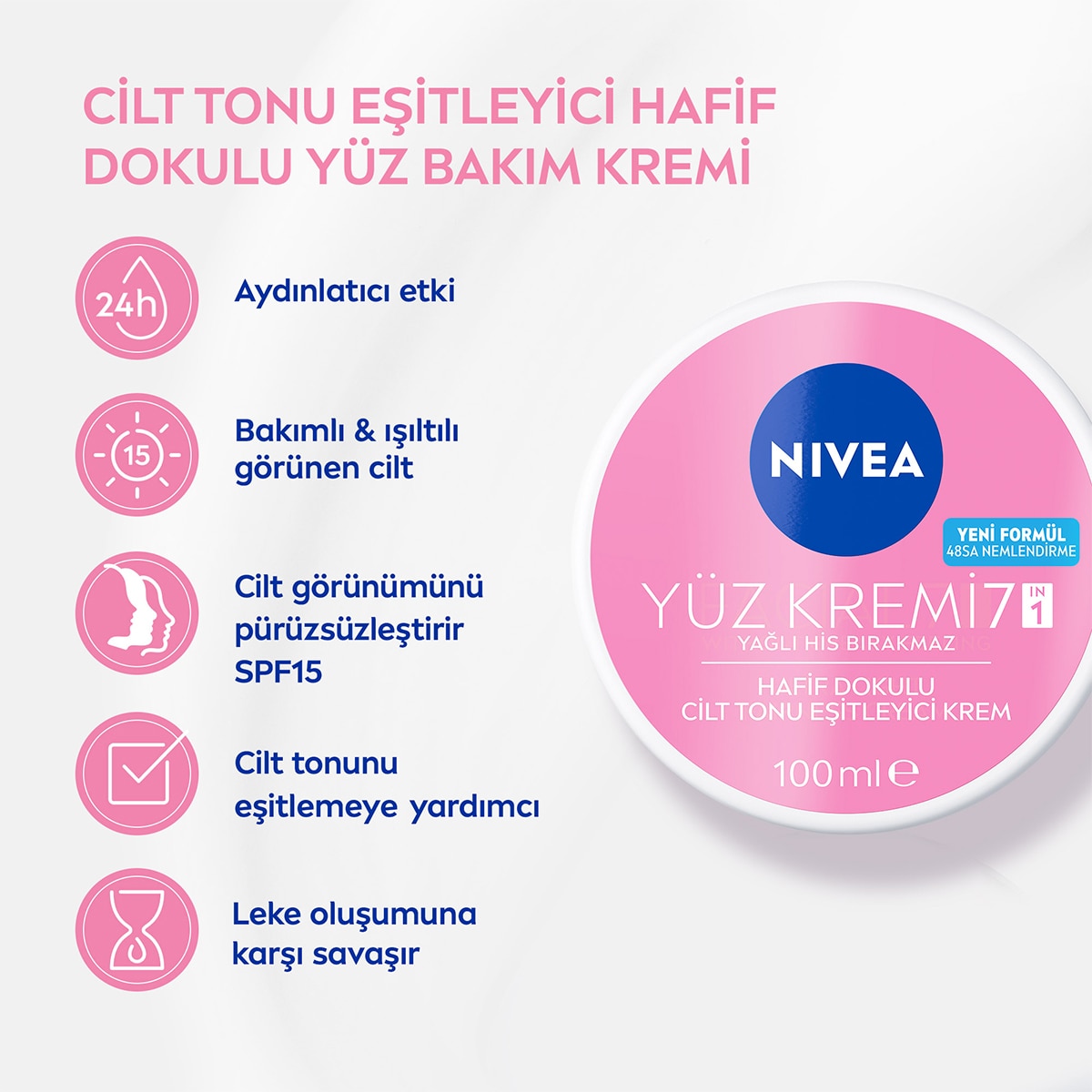  NIVEA VISAGE NIVEA VISAGE Nivea Cilt Tonu Eşitleyici Yüz Kremi 100 ml 24 Saat Nemlendirici  1 of 7 