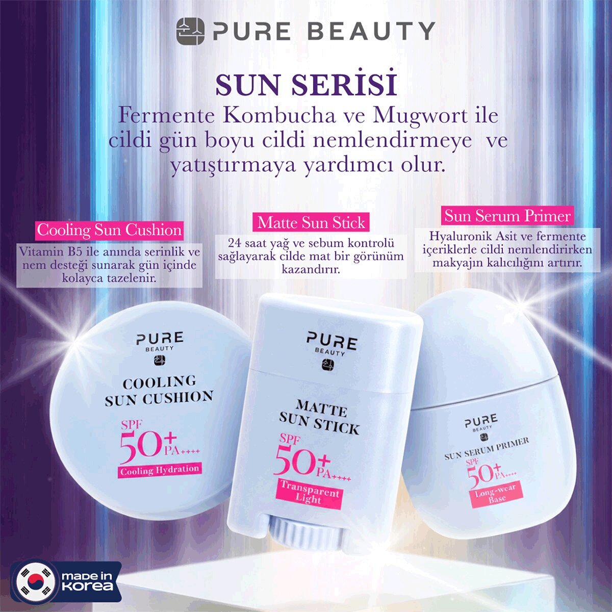 PURE BEAUTY PURE BEAUTY Pure Beauty Mat Yüz Stick Güneş Koruyucu SPF50+ 17 g 1 of 5
