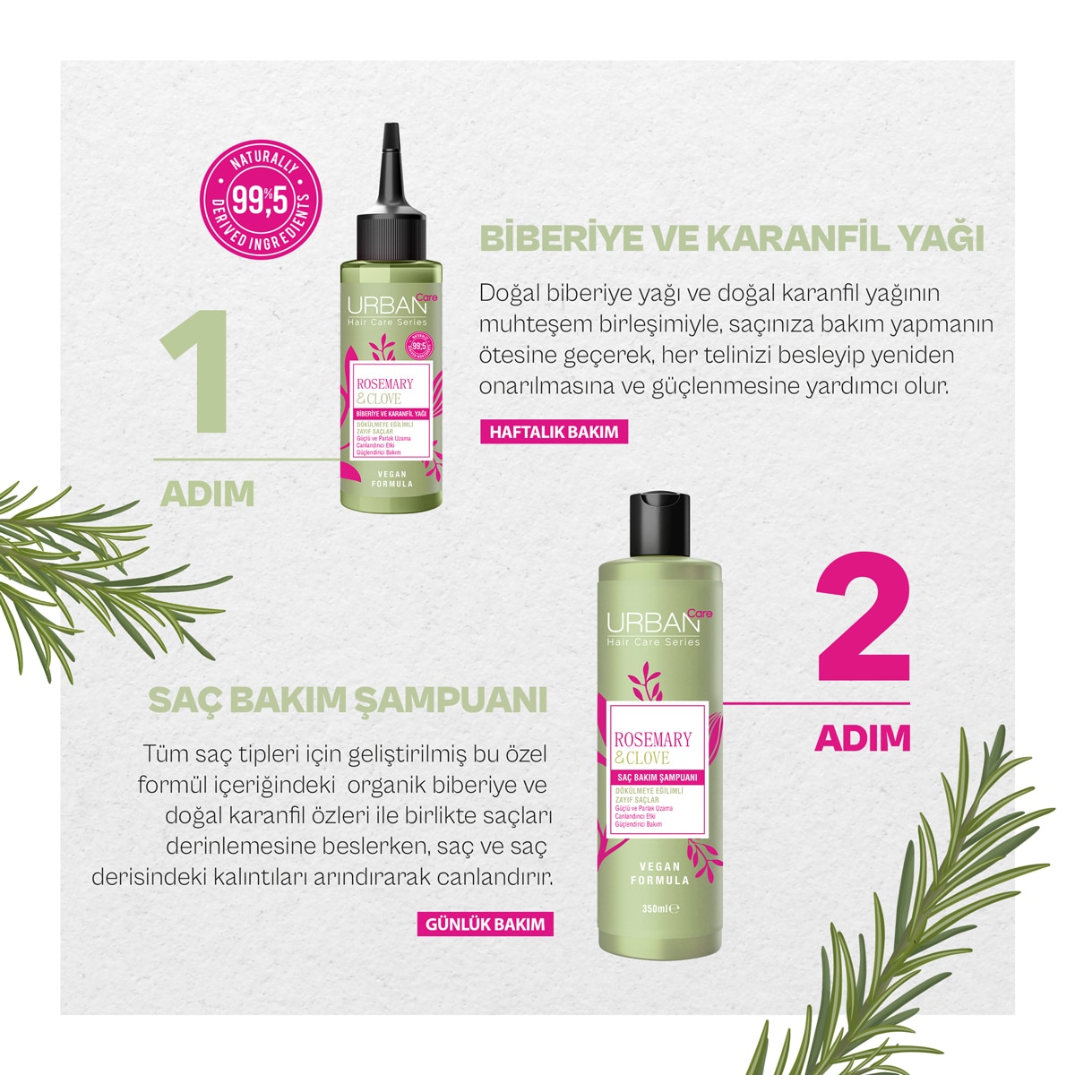  URBAN CARE EXC. URBAN CARE EXC. Urban Care Biberiye Şampuan Rosemary Clove 350 ml  1 of 7 