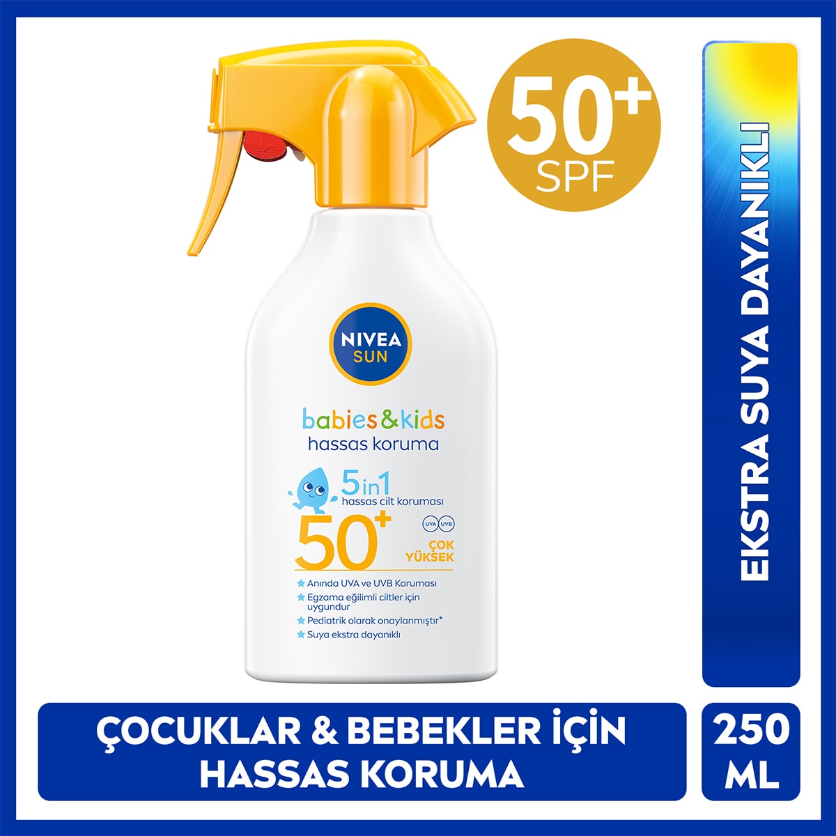 NIVEA SUN NIVEA SUN Nivea Sun SPF50+ Bebek Ve Çocuklara Özel Hassas Güneş Koruyucu Sprey Ekstra Suya Dayanıklı 250 ml 1 of 6