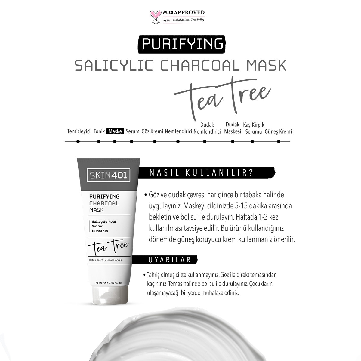  SKIN401 SKIN401 Skin401 Arındırıcı Sülfür & Kömür Maskesi 75 ml  1 of 4 