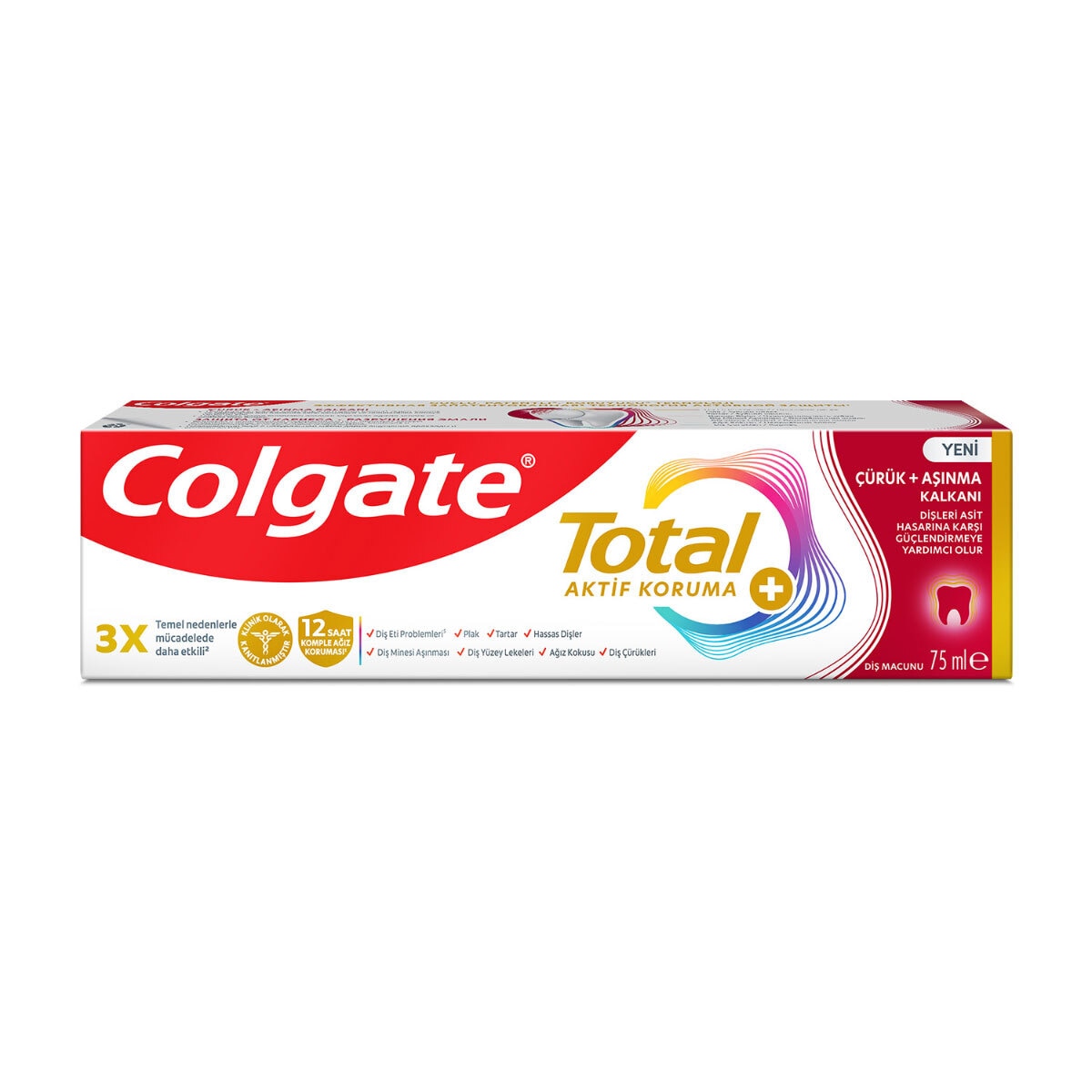 COLGATE COLGATE Colgate Total Aktif Koruma Çürük + Aşınma Diş Macunu 75 ml 1 of 4