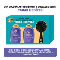 OGX Biotin Collagen Şampuan 385 ml + Saç Kremi 385 ml + Tarak