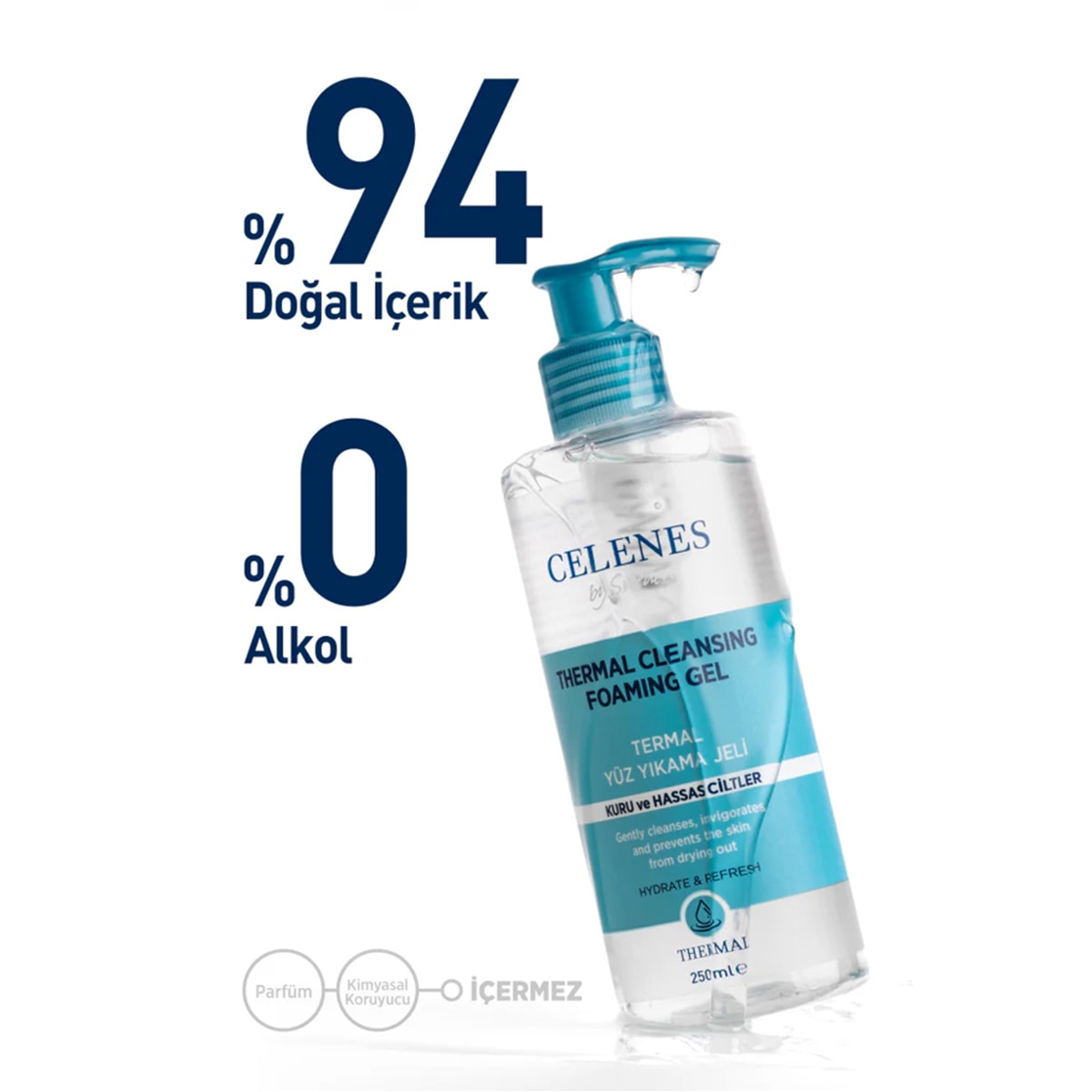  CELENES CELENES Celenes Thermal Yüz Temizleme Jeli Kuru ve Hassas Ciltler 250 ml  1 of 4 