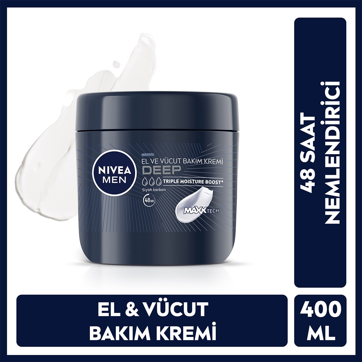 NIVEA FOR MEN NIVEA FOR MEN Nivea Men Erkek Deep El ve Vücut Bakım Kremi 400 ml 48 Saat Nemlendirici 1 of 8