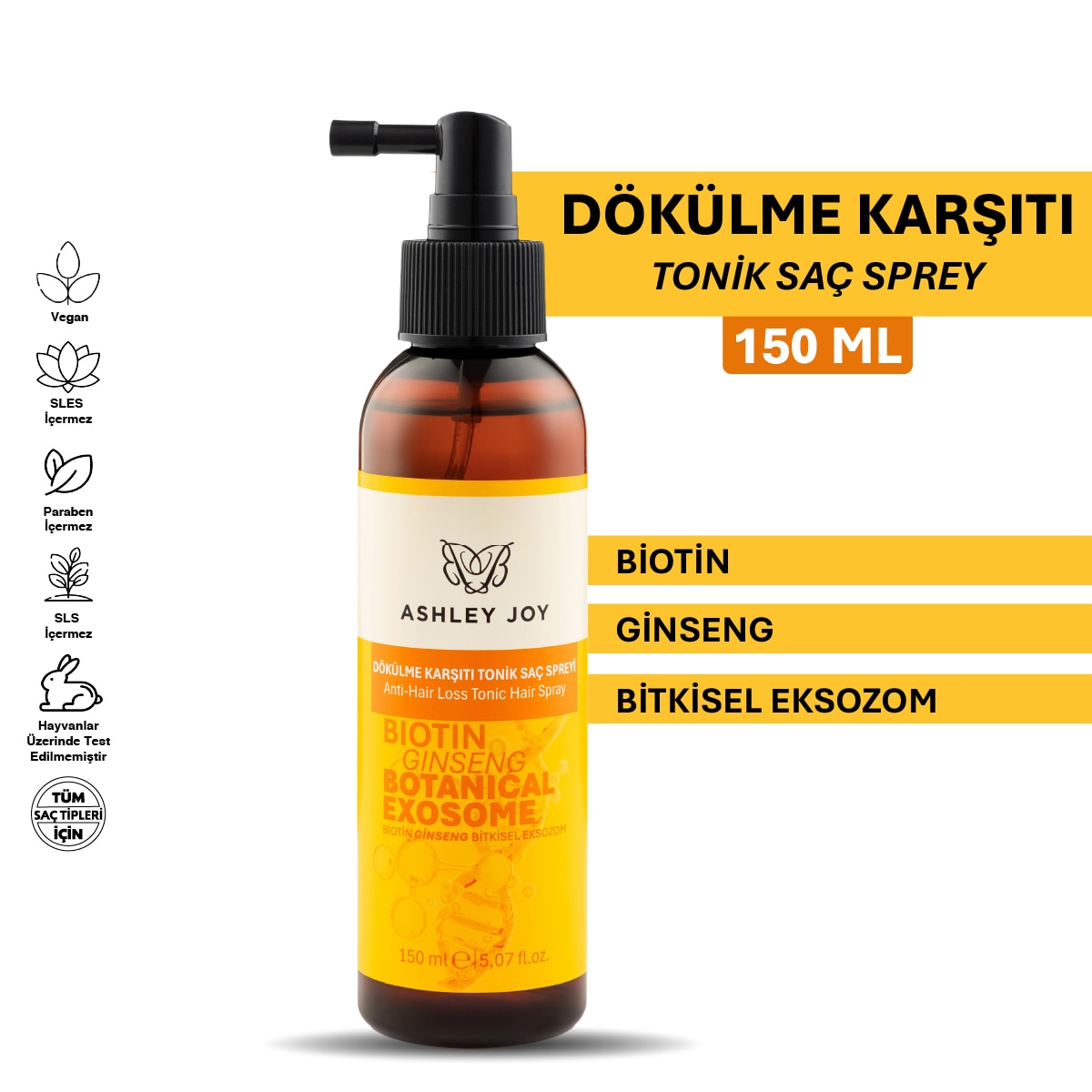 ASHLEY JOY ASHLEY JOY Ashley Joy Dökülme Karşıtı Tonik Saç Spreyi 150 ml 1 of 8