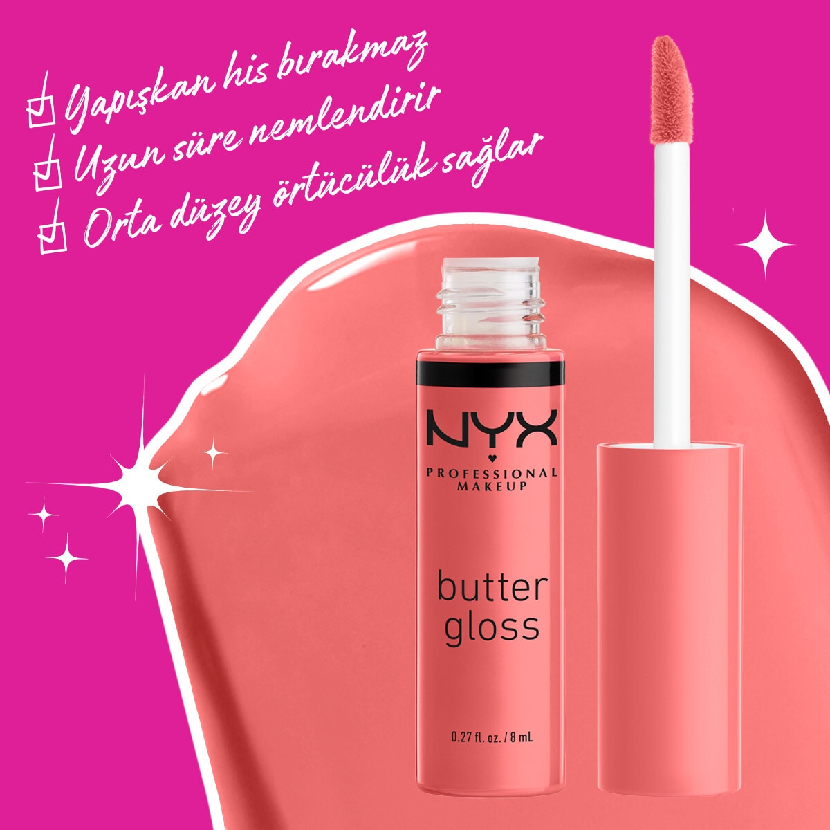 NYX NYX Nyx Professional Makeup Butter Gloss Dudak Parlatıcısı Crème Brulée 1 of 6