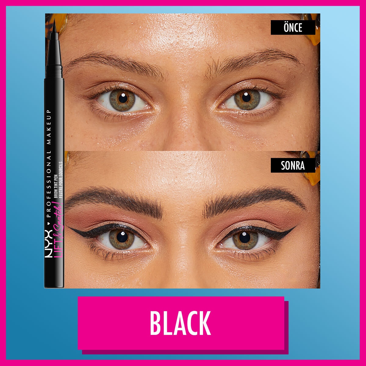  NYX NYX Nyx Professional Makeup Lift and Snatch Kaş Kalemi Pen Black  1 of 8 