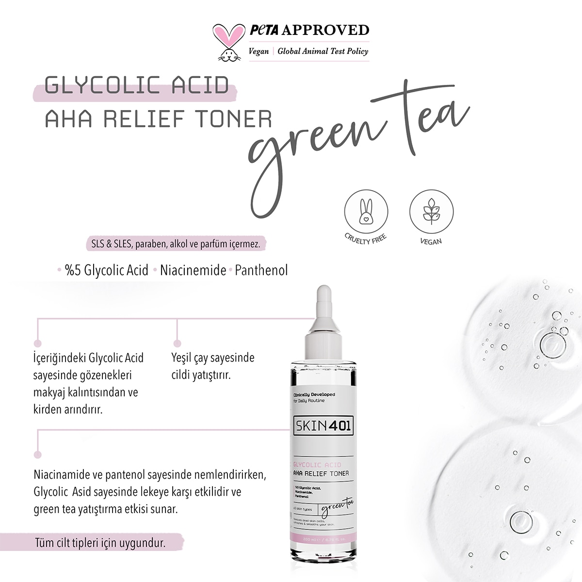  SKIN401 SKIN401 Skin401 -%5 Glikolik Asit Aydınlatıcı Etkili & Leke Karşıtı Tonik Tonik 200 ml  1 of 4 