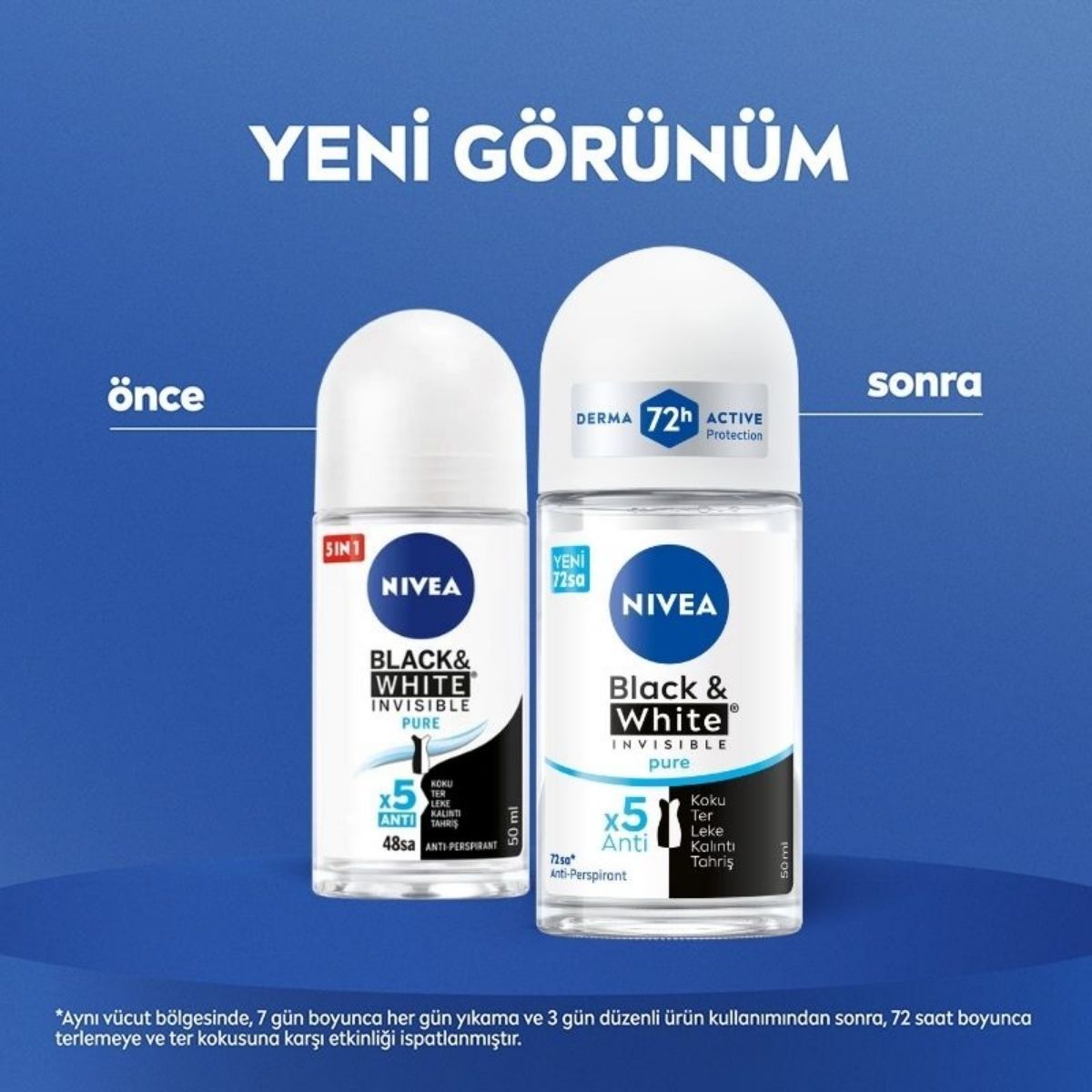  NIVEA DEO NIVEA DEO Nivea Invisible Black and White Pure Kadın Roll-On 50 ml  1 of 6 