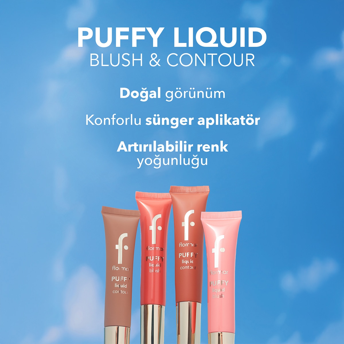  FLORMAR FLORMAR Flormar Puffy Liquid Aydınlık Bitişli Sünger Aplikatörlü Likit Kontür - 002 Hot Chocolate  1 of 8 