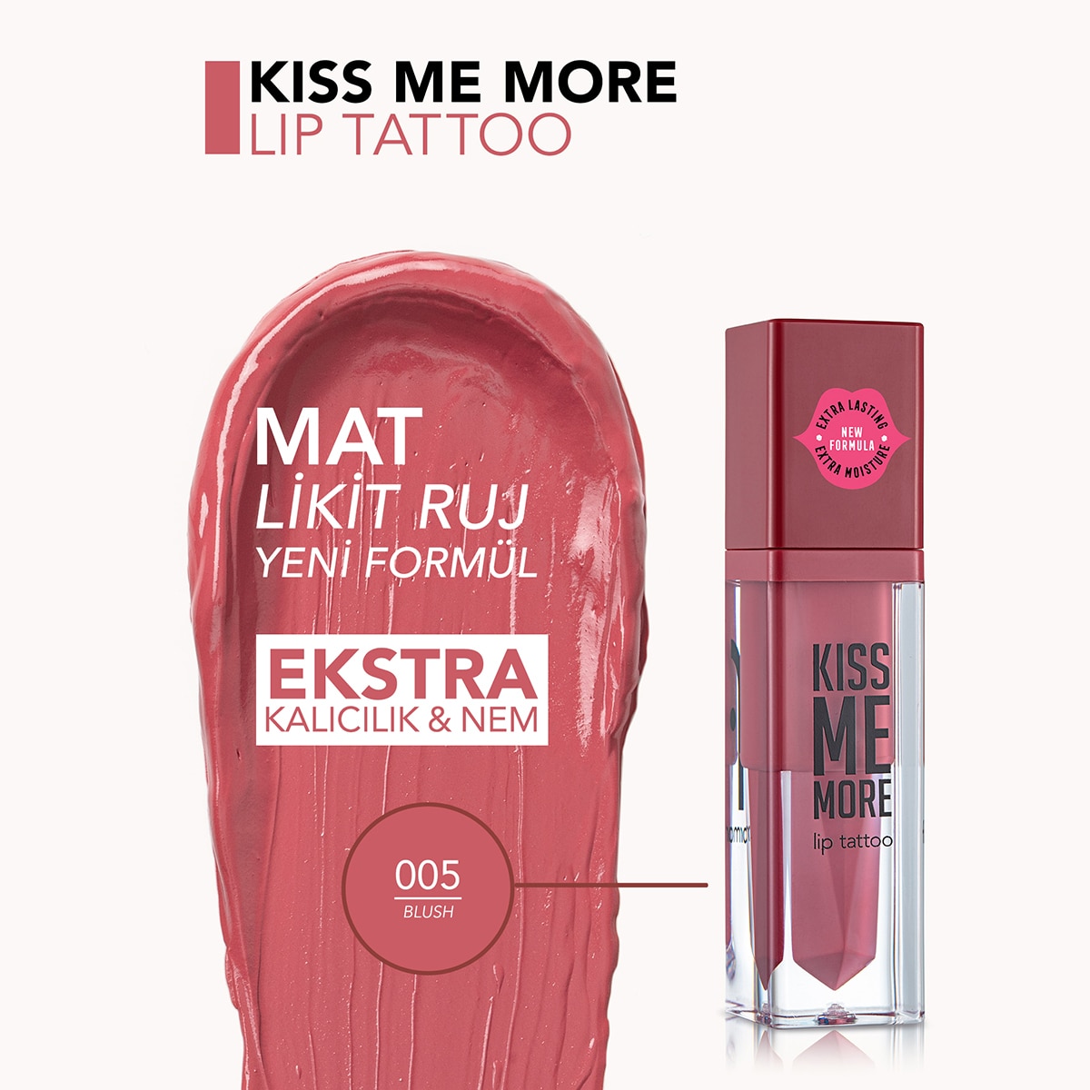 FLORMAR EXC. FLORMAR EXC. Flormar Kiss Me More Lip Tattoo No: 005 Blush 1 of 4