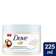 Dove Vücut Peelingi Macademia Fındığı ve Pirinç Sütü 225 ml