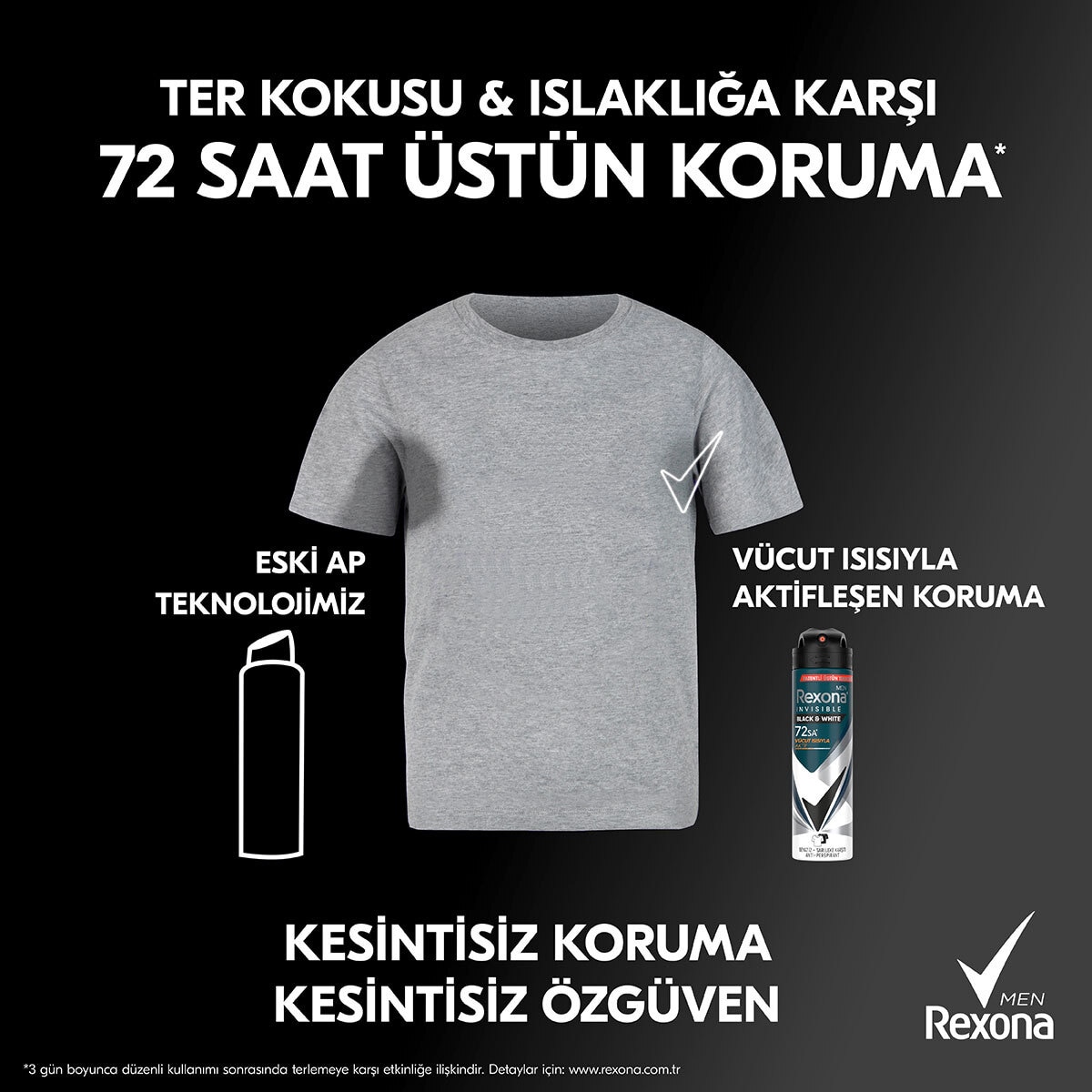  REXONA REXONA Rexona Men Erkek Sprey Deodorant Invisible Black & White 72 Saat Kesintisiz Üstün Koruma 150 ml  1 of 9 