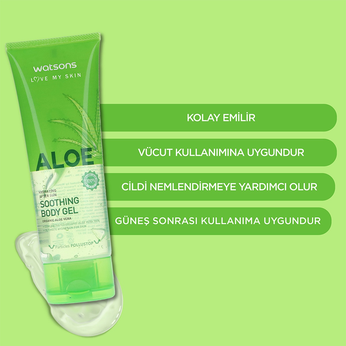 WATSONS WATSONS Watsons Güneş Sonrası Aloe Vera Vücut Jeli 100 ml 1 of 2