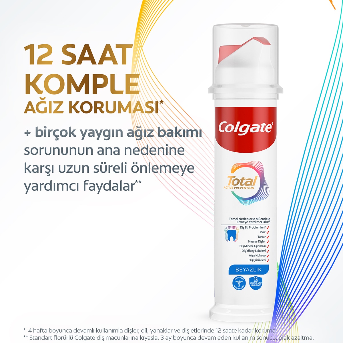  undefined COLGATE EXC. Colgate Total Beyazlık Diş Macunu Pratik Tasarım Beyazlatıcı 100 ml  1 of 12 