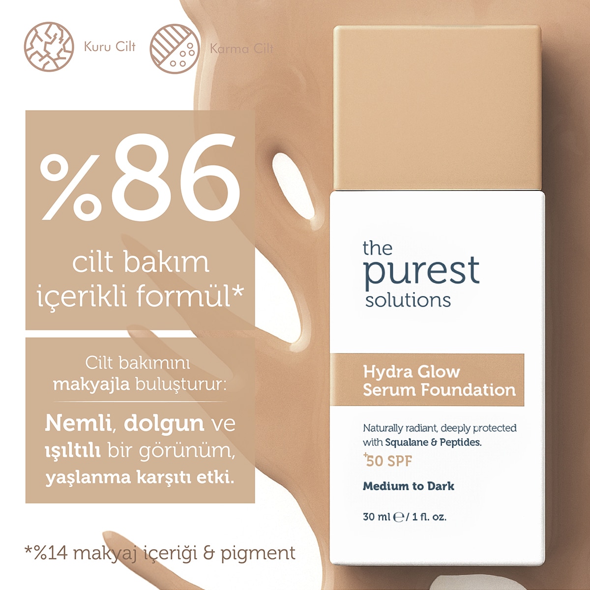 THE PUREST SOLUTIONS THE PUREST SOLUTIONS EXC. The Purest Solutions Hydra Serum Fondöten Medium 30 ml 1 of 9