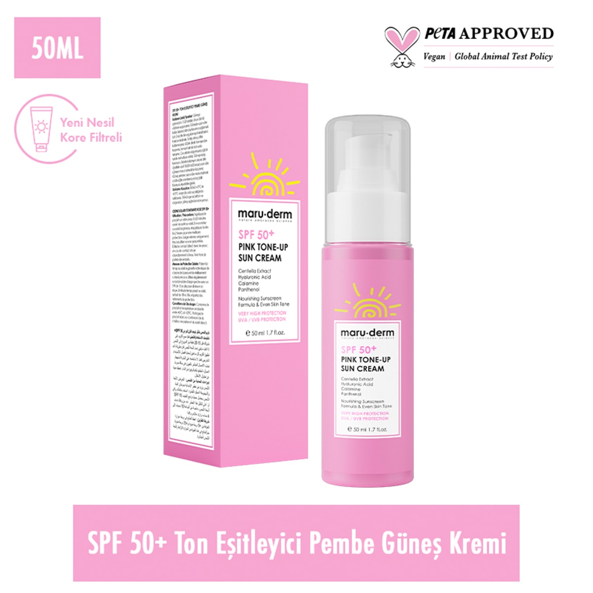  MARUDERM MARUDERM Maruderm SPF+ 50 Pembe Ton Eşitleyici Yüz Güneş Kremi 50 ml  1 of 4 