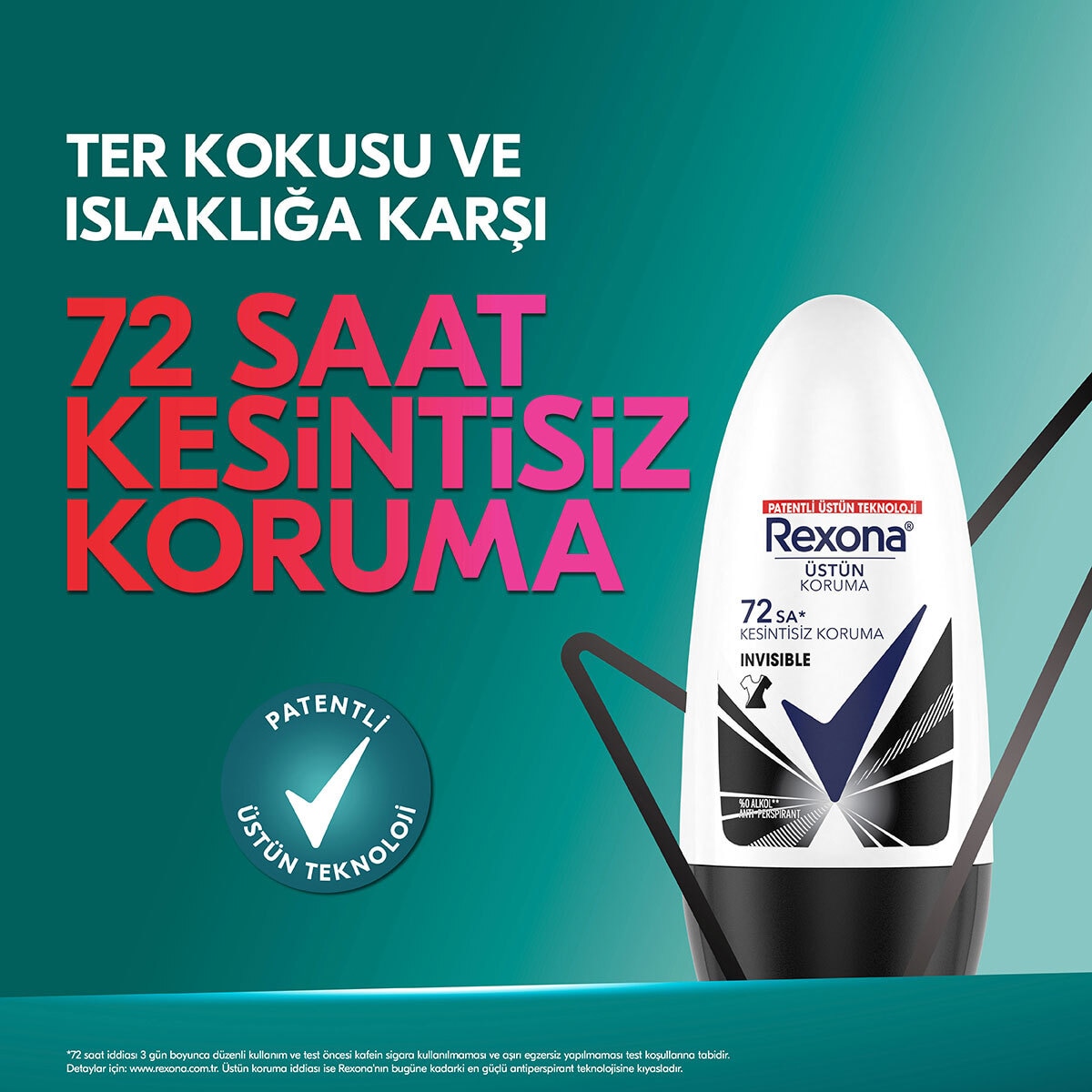  REXONA REXONA Rexona Üstün Koruma Kadın Roll On Deodorant Invisible 72 Saat Kesintisiz Koruma 50 ml  1 of 8 