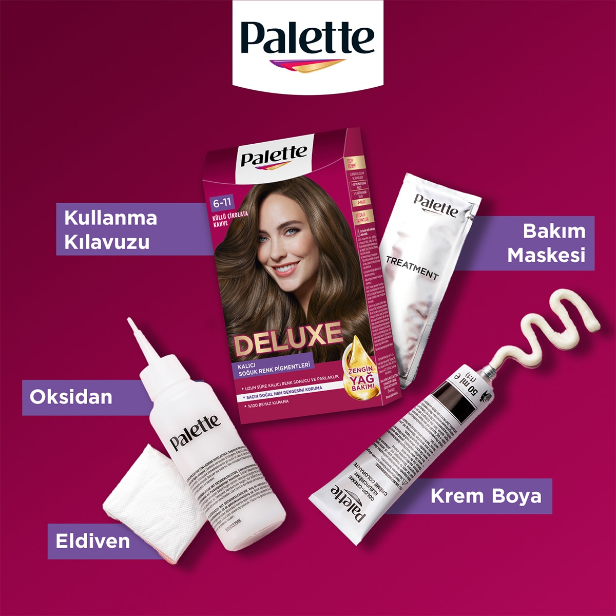  PALETTE PALETTE Palette Deluxe Saç Boyası Küllü Kahve 6-11  1 of 8 