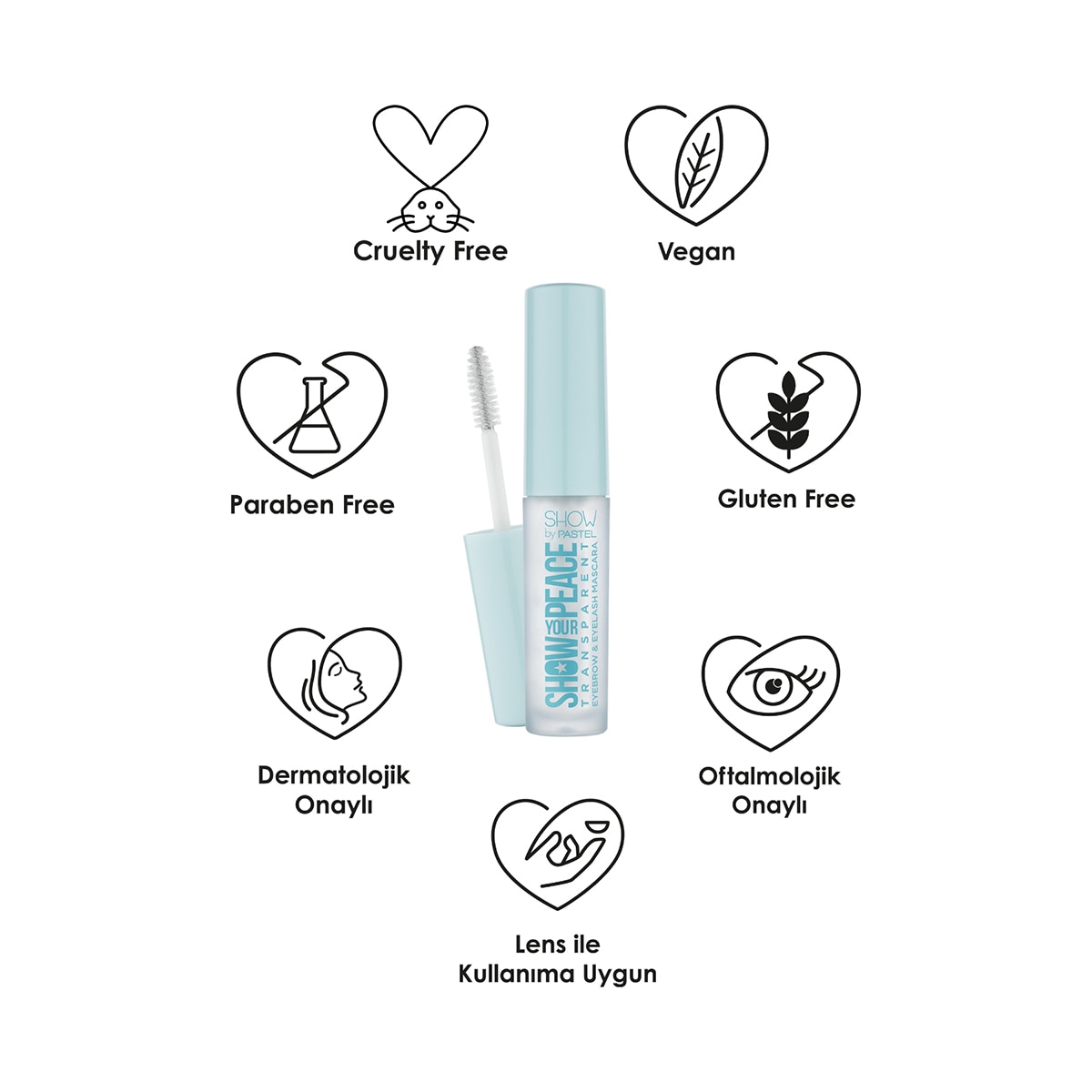  SHOW BY PASTEL SHOW BY PASTEL Show By Pastel Show Your Peace Transparent Eyebrow & Eyelash Mascara Transparan Kaş ve Kirpik Maskarası  1 of 4 