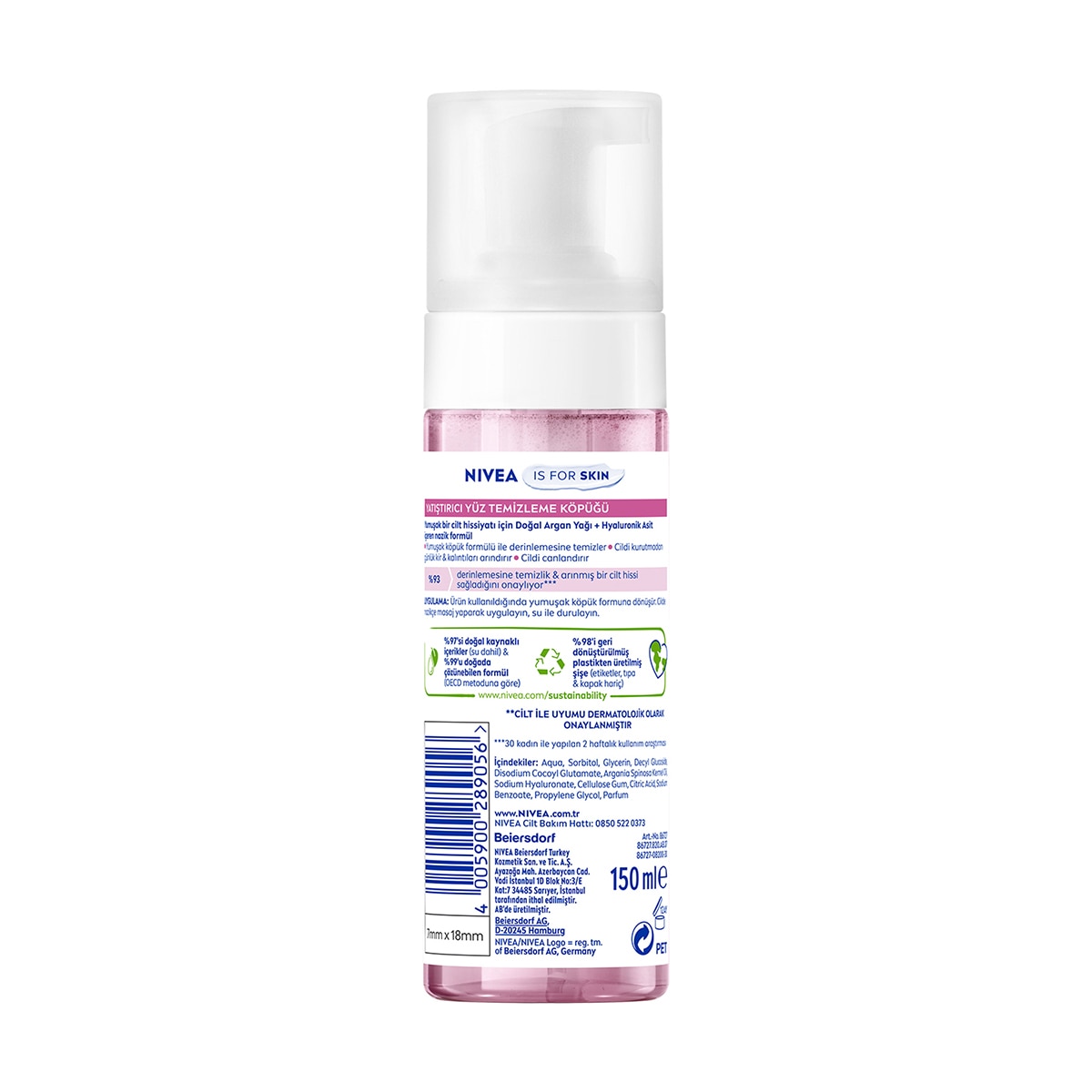  NIVEA VISAGE NIVEA VISAGE Nivea Yatıştırıcı Yüz Temizleme Köpüğü Kuru ve Hassas Cilt 150 ml  1 of 8 