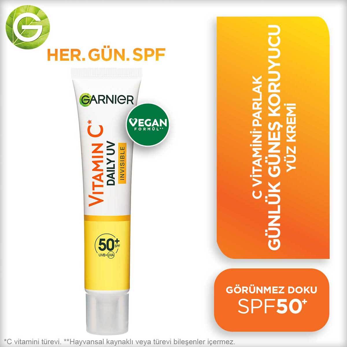  GARNIER GARNIER Garnier C Vitamini Parlak Günlük Güneş Koruyucu Fluid Yüz Kremi Görünmez Doku SPF50+ 40ml  1 of 1 Garnier C Vitamini Parlak Günlük Güneş Koruyucu Fluid Yüz Kremi Görünmez Doku SPF50+ 40ml
