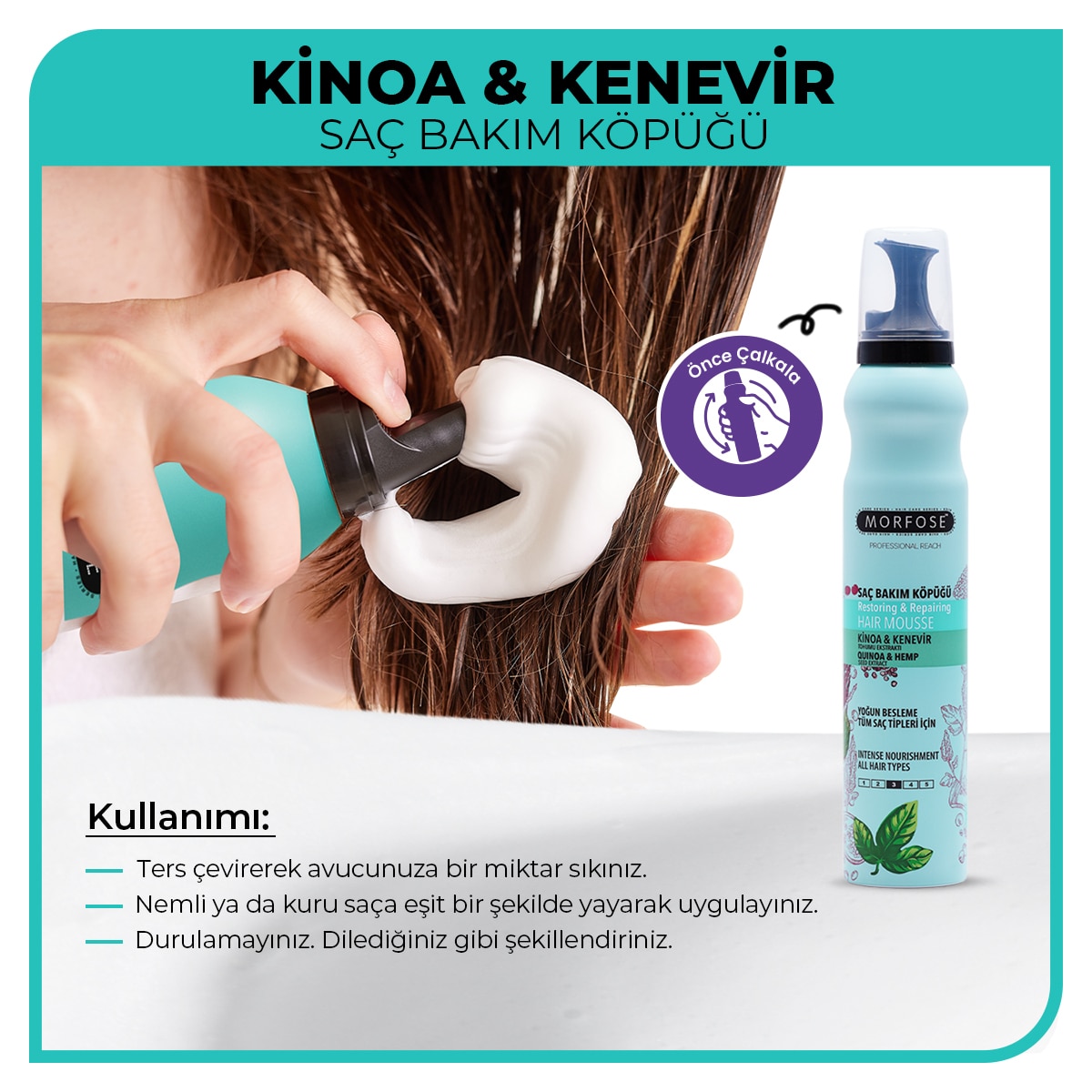MORFOSE MORFOSE EXC. Morfose Saç Bakım Köpüğü Kinoa&Kenevir 200 ml 1 of 5