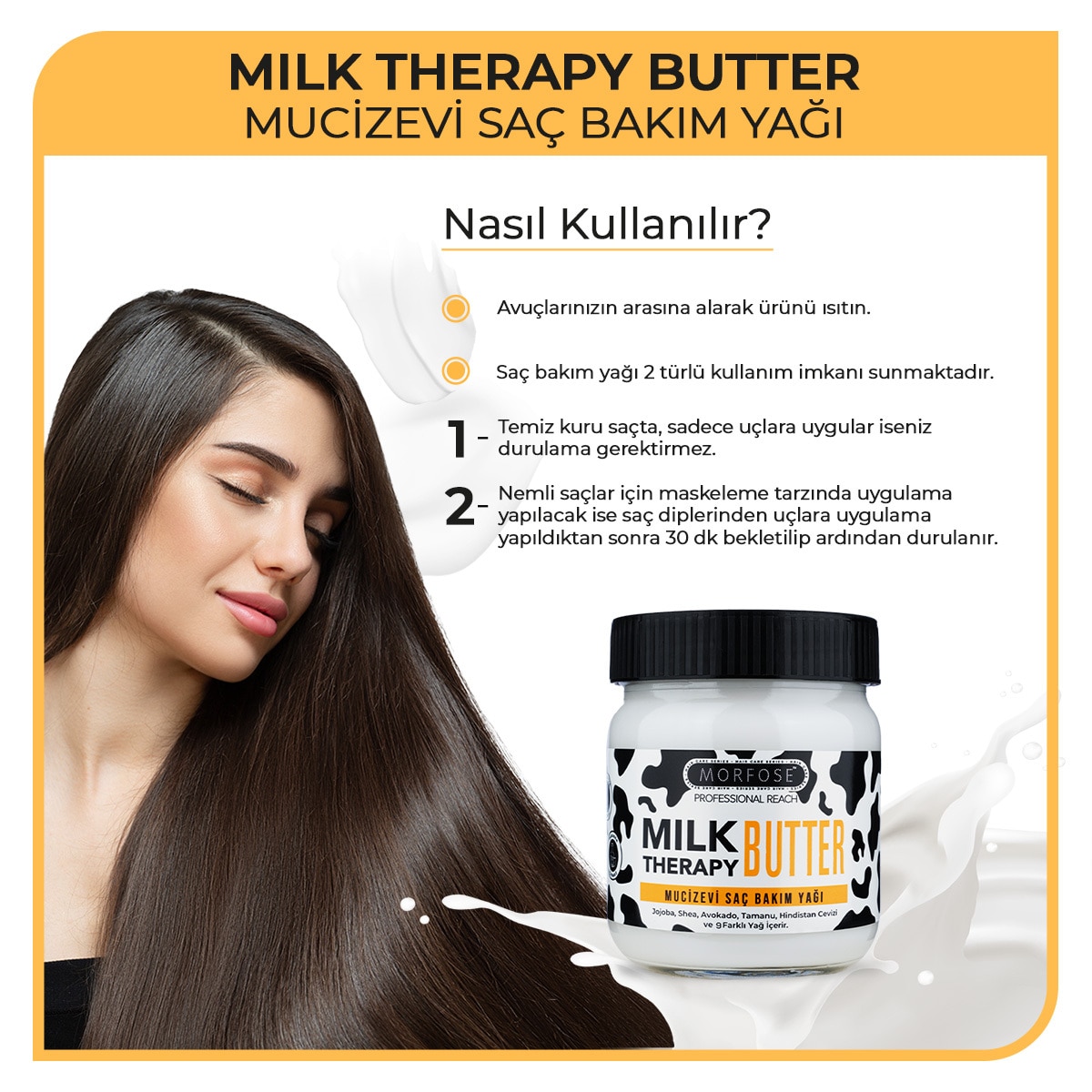  MORFOSE MORFOSE Morfose Milk Therapy Butter Mucizevi Saç Bakım Yağı 200 ml  1 of 7 