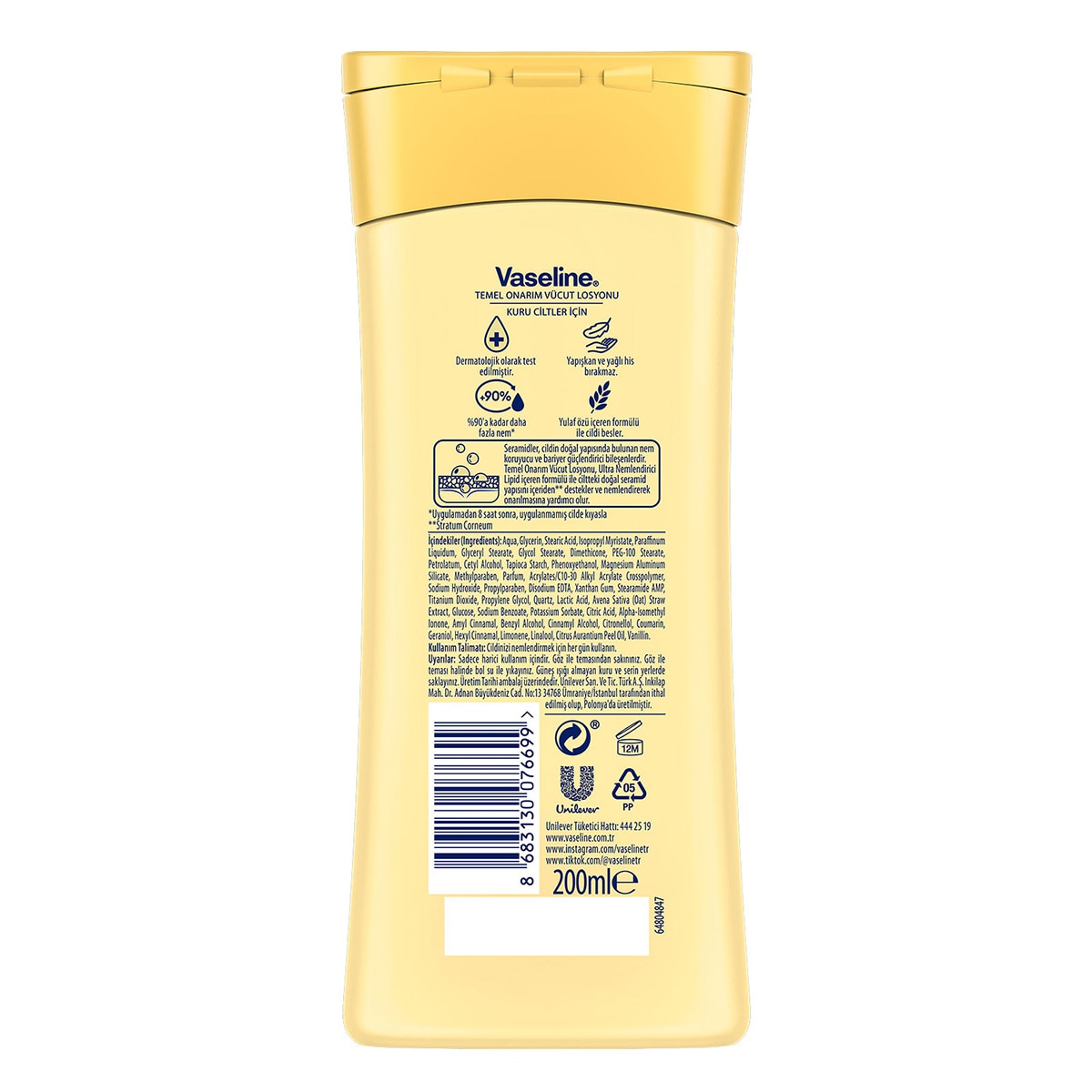  VASELINE VASELINE Vaseline Vücut Losyonu Temel Onarım Kuru Ciltler İçin 200 ml  1 of 10 