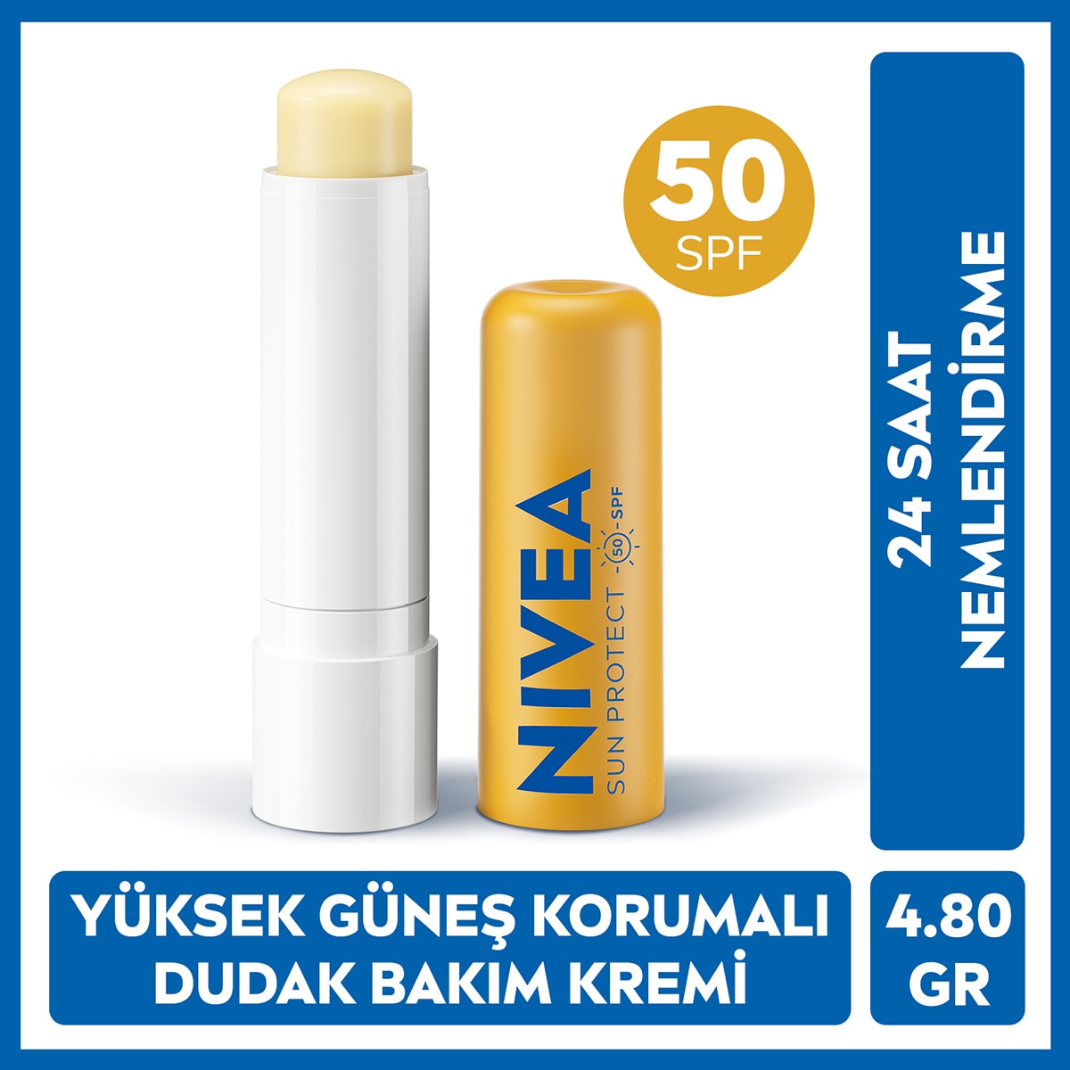 NIVEA LIP CARE NIVEA SUN Nivea Sun Yüksek Güneş Korumalı Dudak Bakım Kremi 4,8 g SPF50 C,E Vitamini 1 of 6