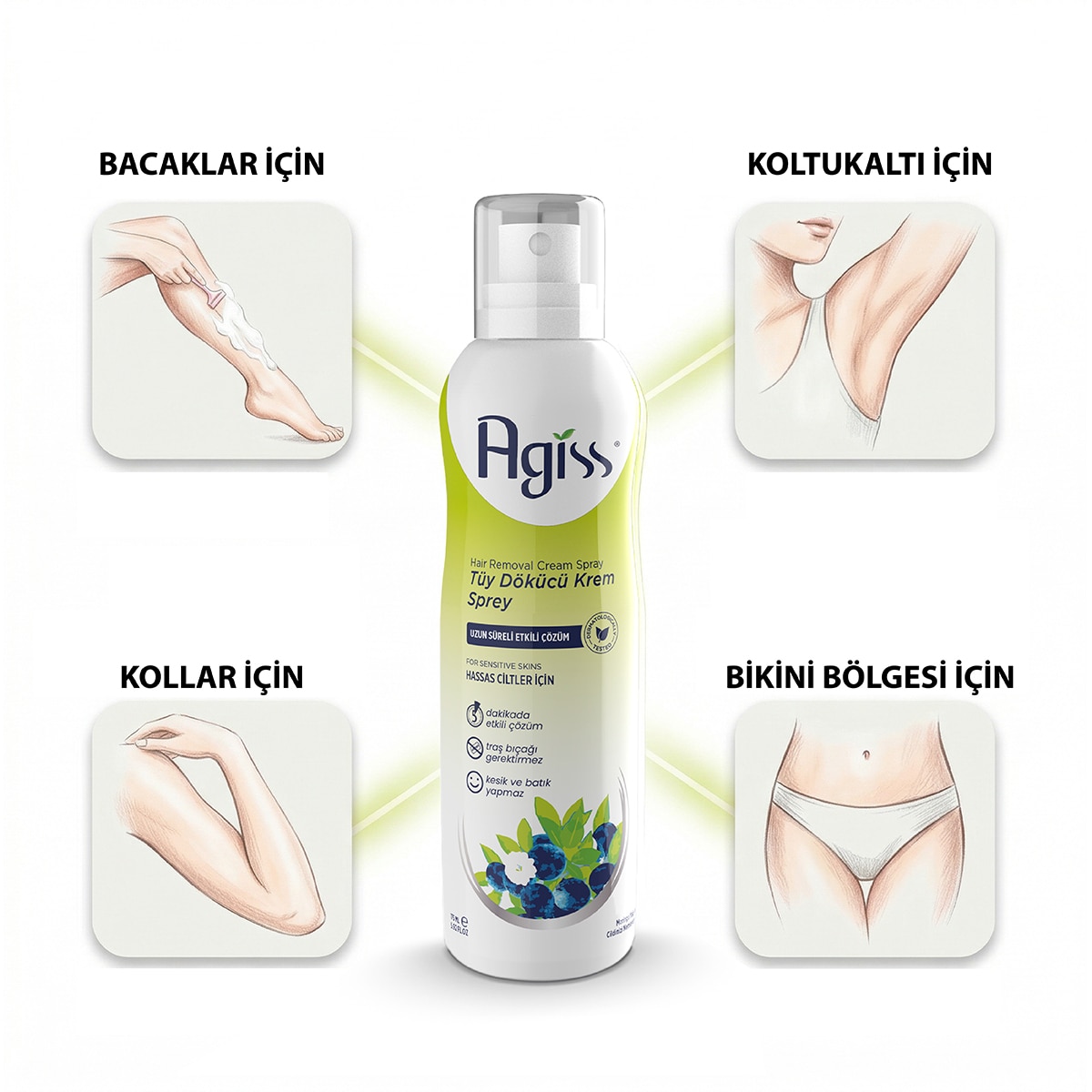 AGISS Agiss Tüy Dökücü Krem Sprey Hassas Cilt 150 ml 1494248 | Watsons