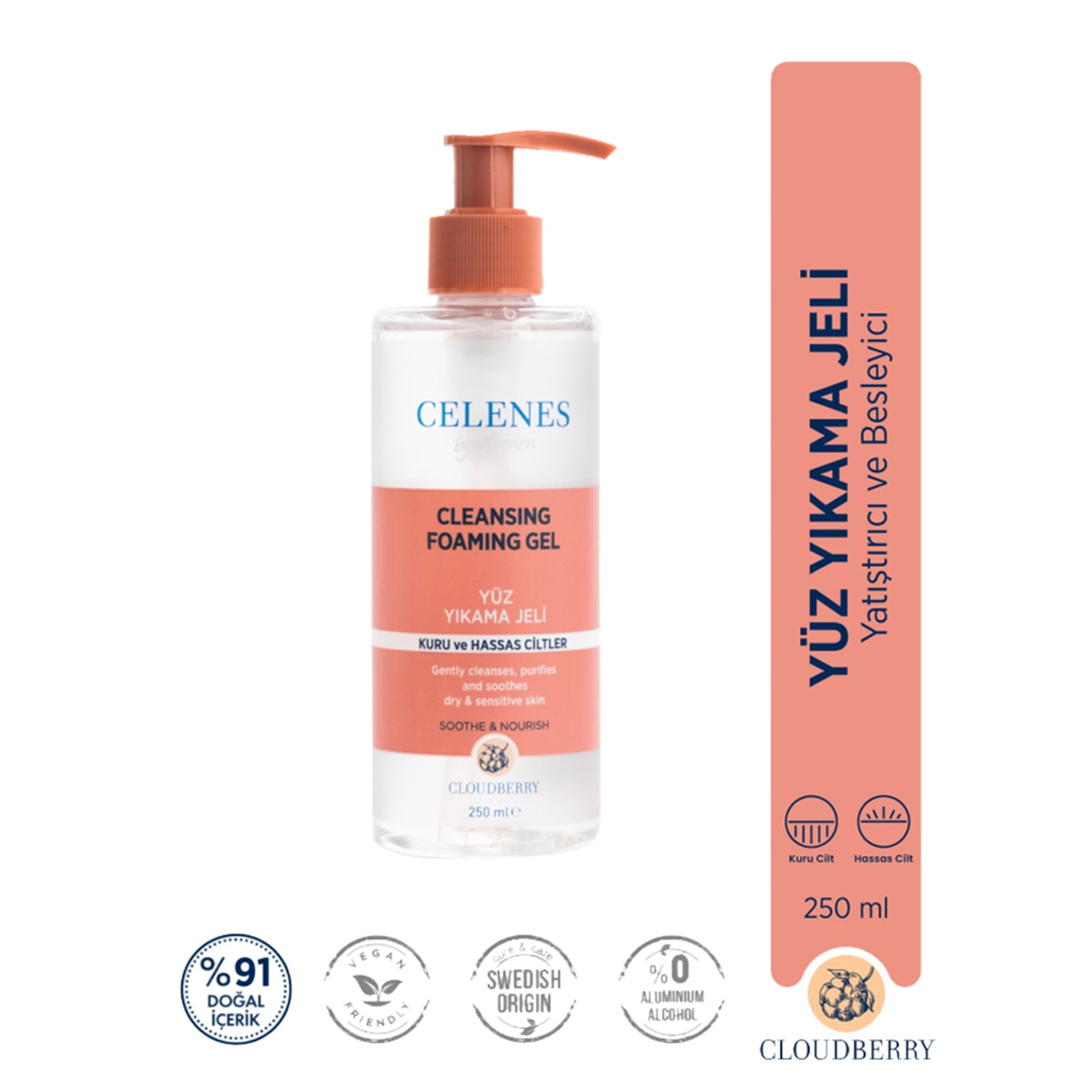  CELENES CELENES Celenes Cloudberry Yüz Yıkama Jeli Kuru ve Hassas Ciltler 250 ml  1 of 1 Celenes Cloudberry Yüz Yıkama Jeli Kuru ve Hassas Ciltler 250 ml