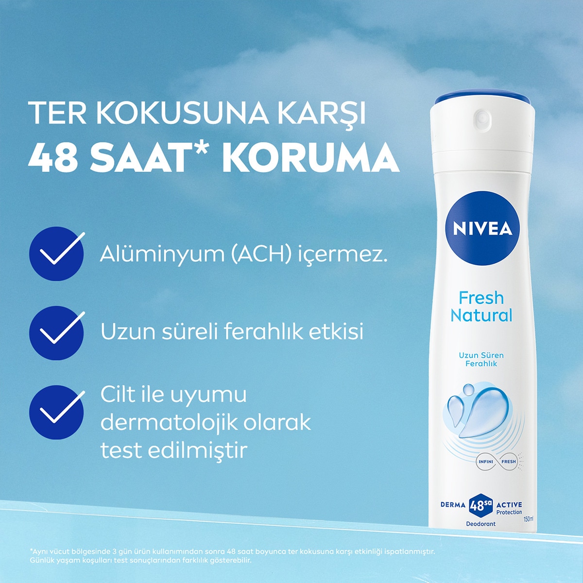 NIVEA DEO NIVEA DEO Nivea Kadın Sprey Deodorant Fresh Natural 48 Saat Deodorant Koruma 150 ml 1 of 6